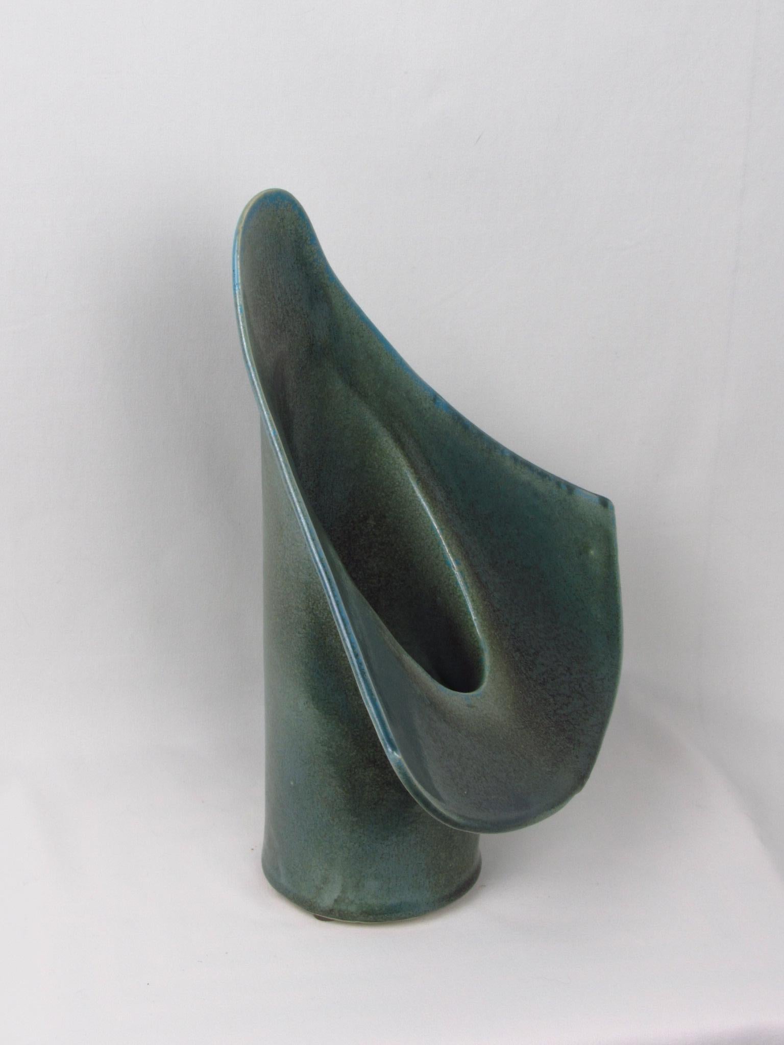 Ceramic Signed winged ceramic vessel, brutalist and mid-century modern For Sale