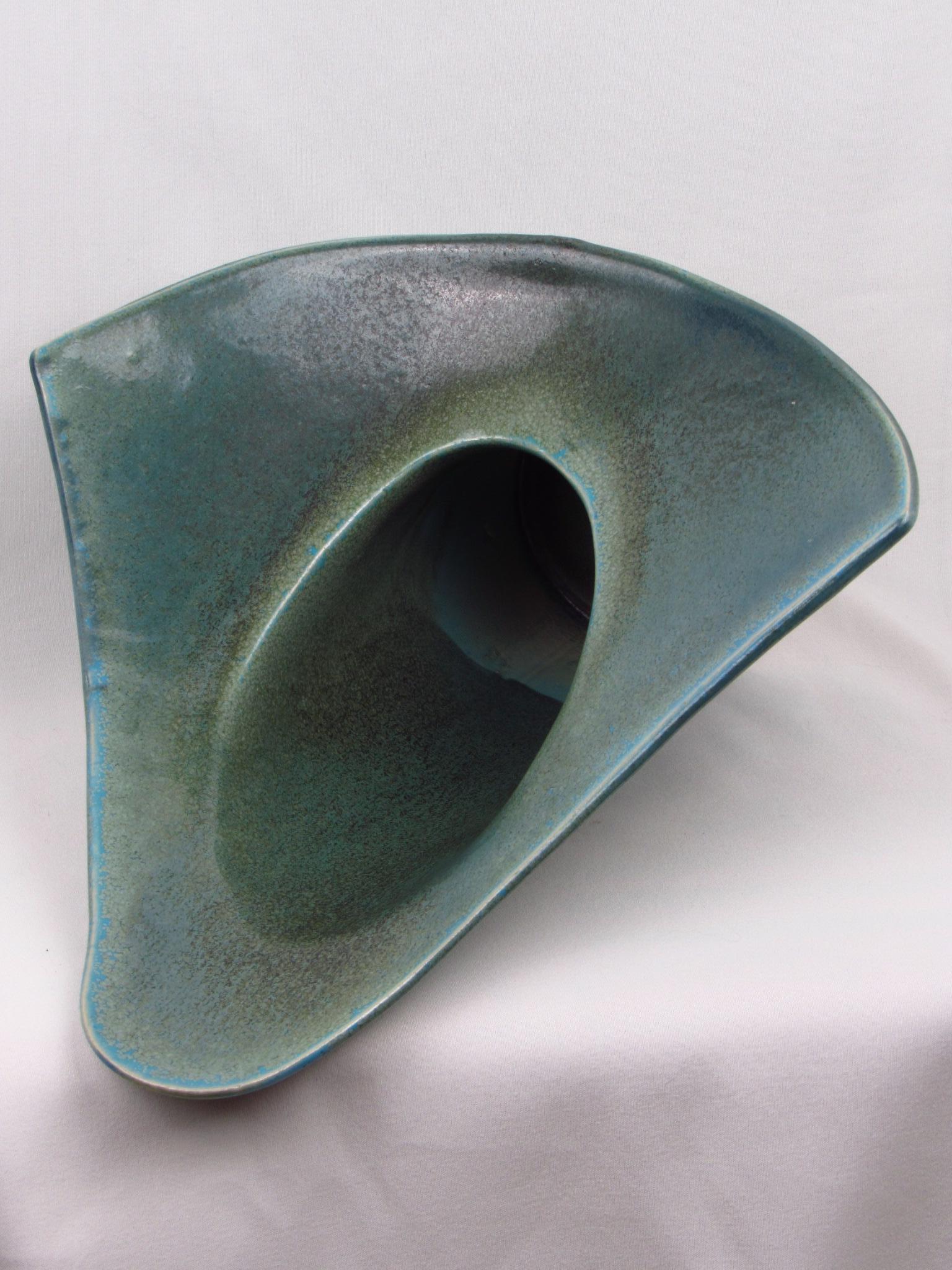 Signed winged ceramic vessel, brutalist and mid-century modern For Sale 2