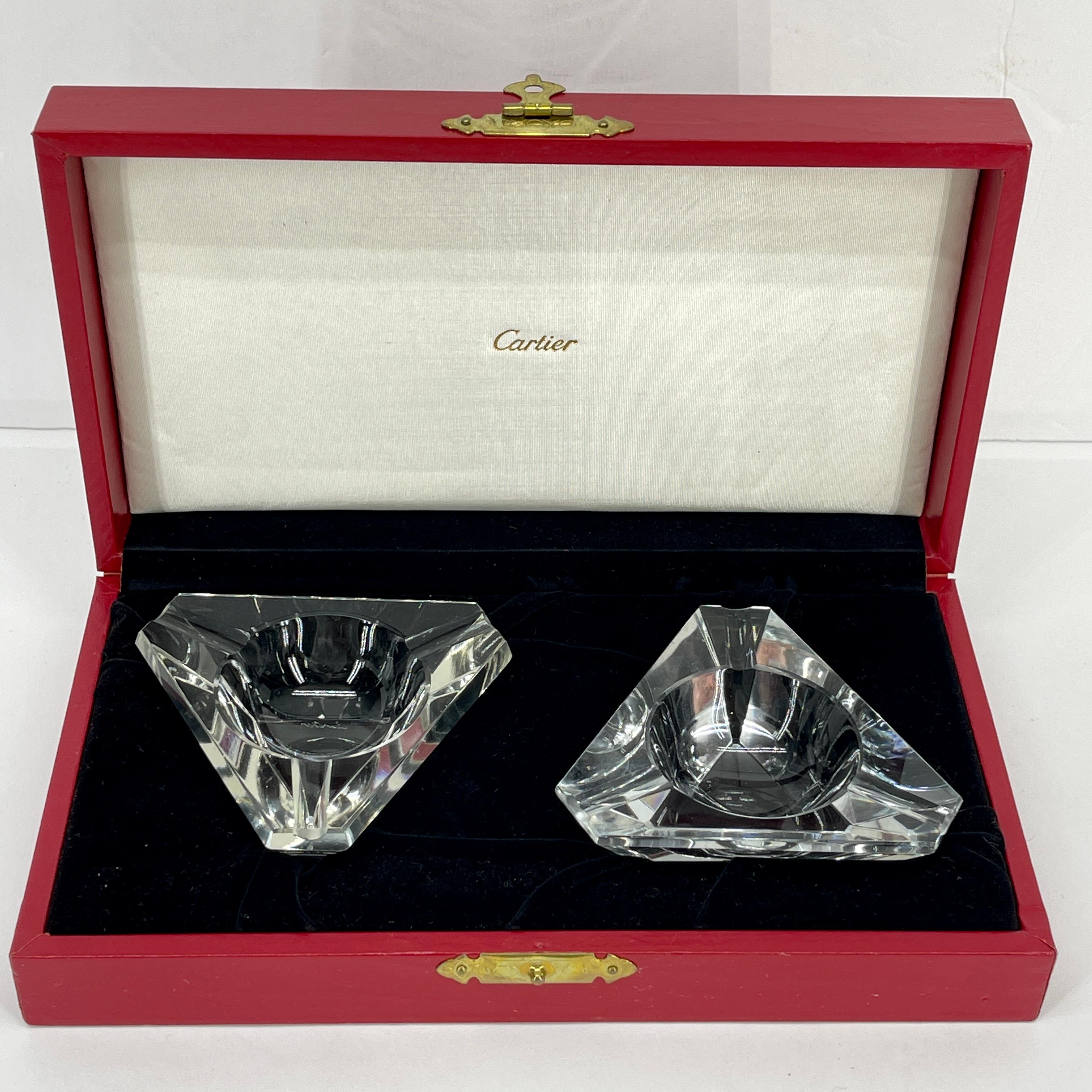 Signed Vintage Cartier Crystal Personal Ashtray Set, circa 1980's 1