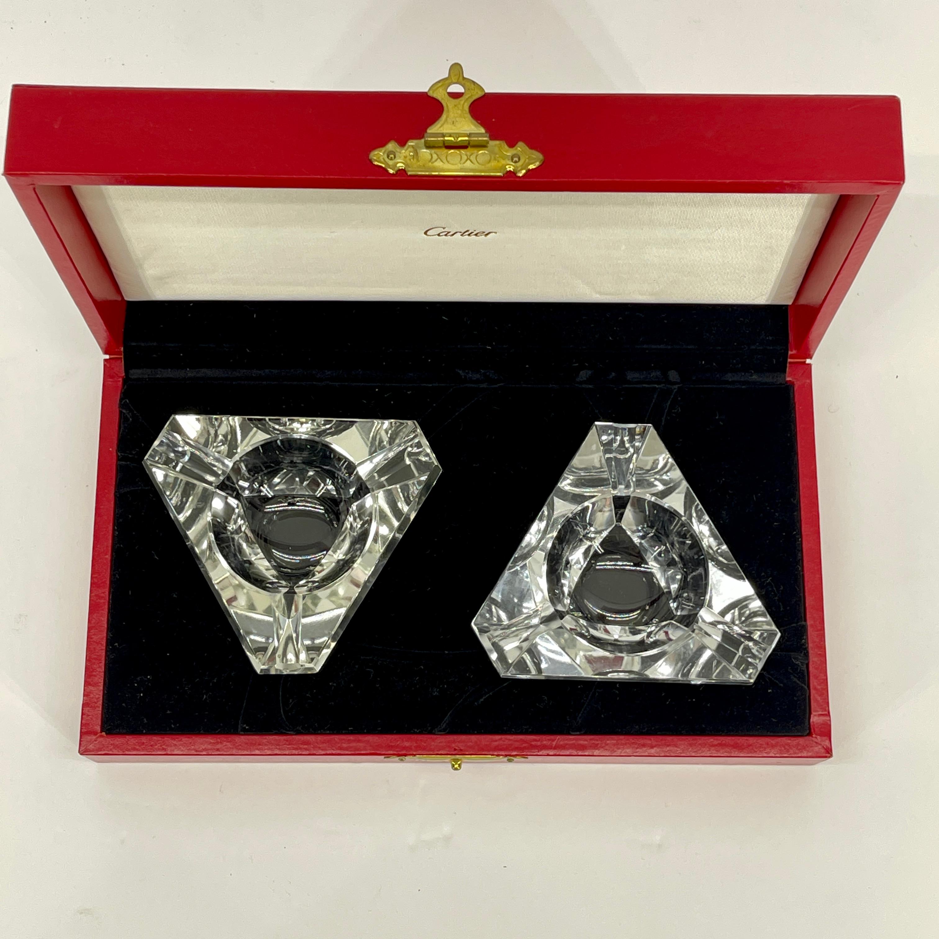 Signed Vintage Cartier Crystal Personal Ashtray Set, circa 1980's 2