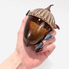 Signed Vintage Cohn-Stone Studios Art Glass Acorn Paperweight, 2007