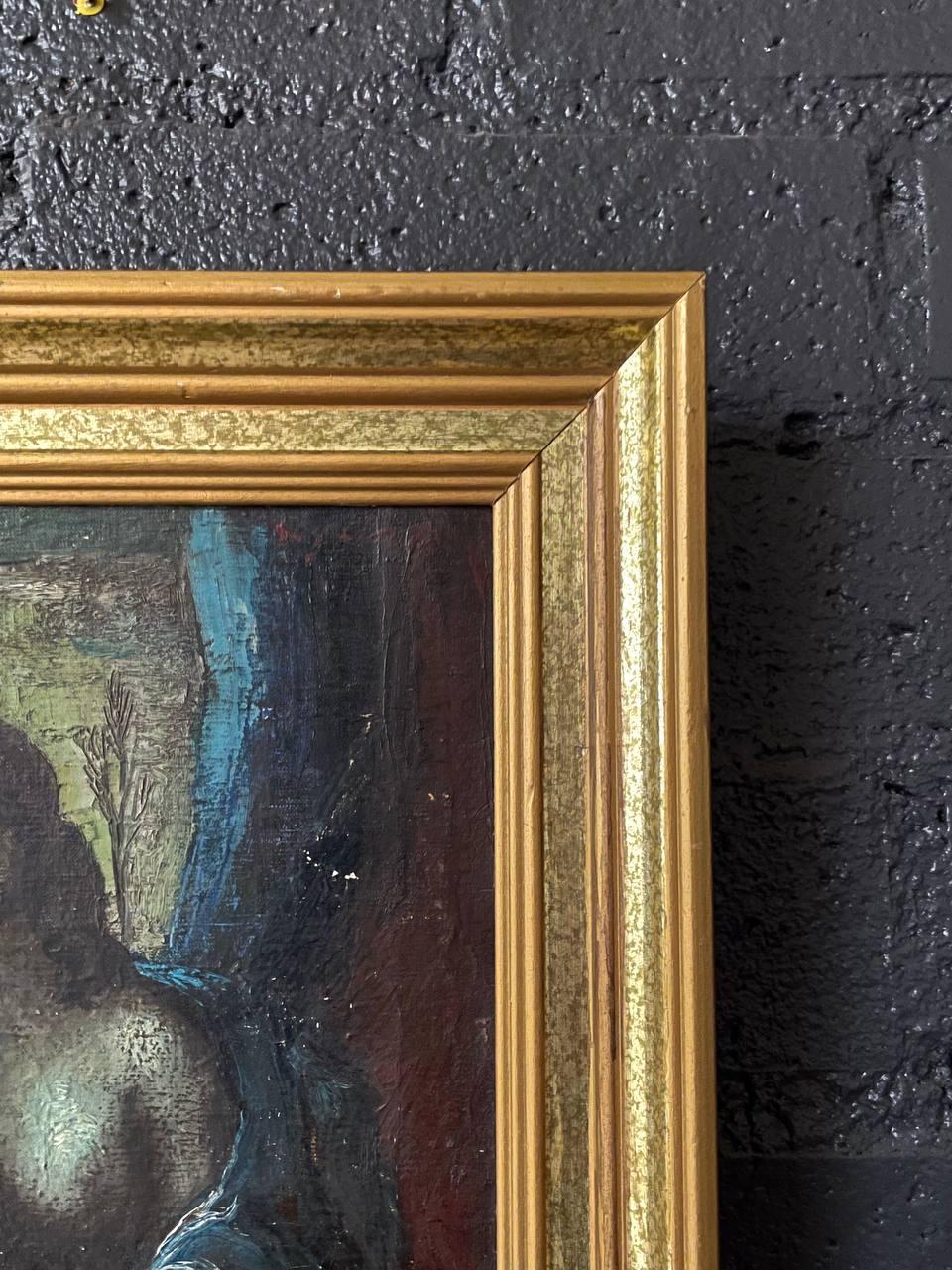 Signierte Vintage European Expressionist Madonna & Child Ölgemälde (Südamerikanisch) im Angebot