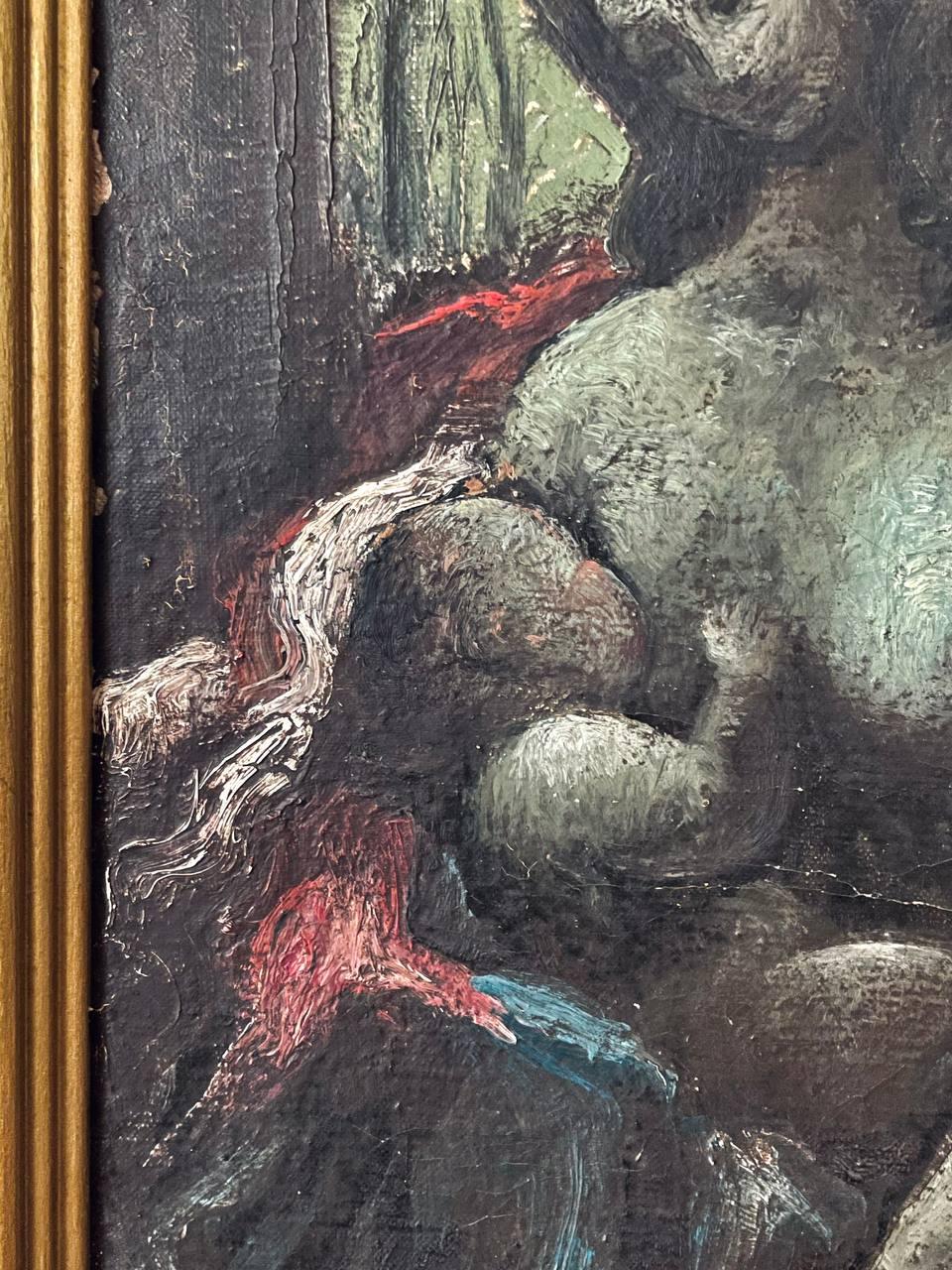 Signierte Vintage European Expressionist Madonna & Child Ölgemälde im Angebot 2