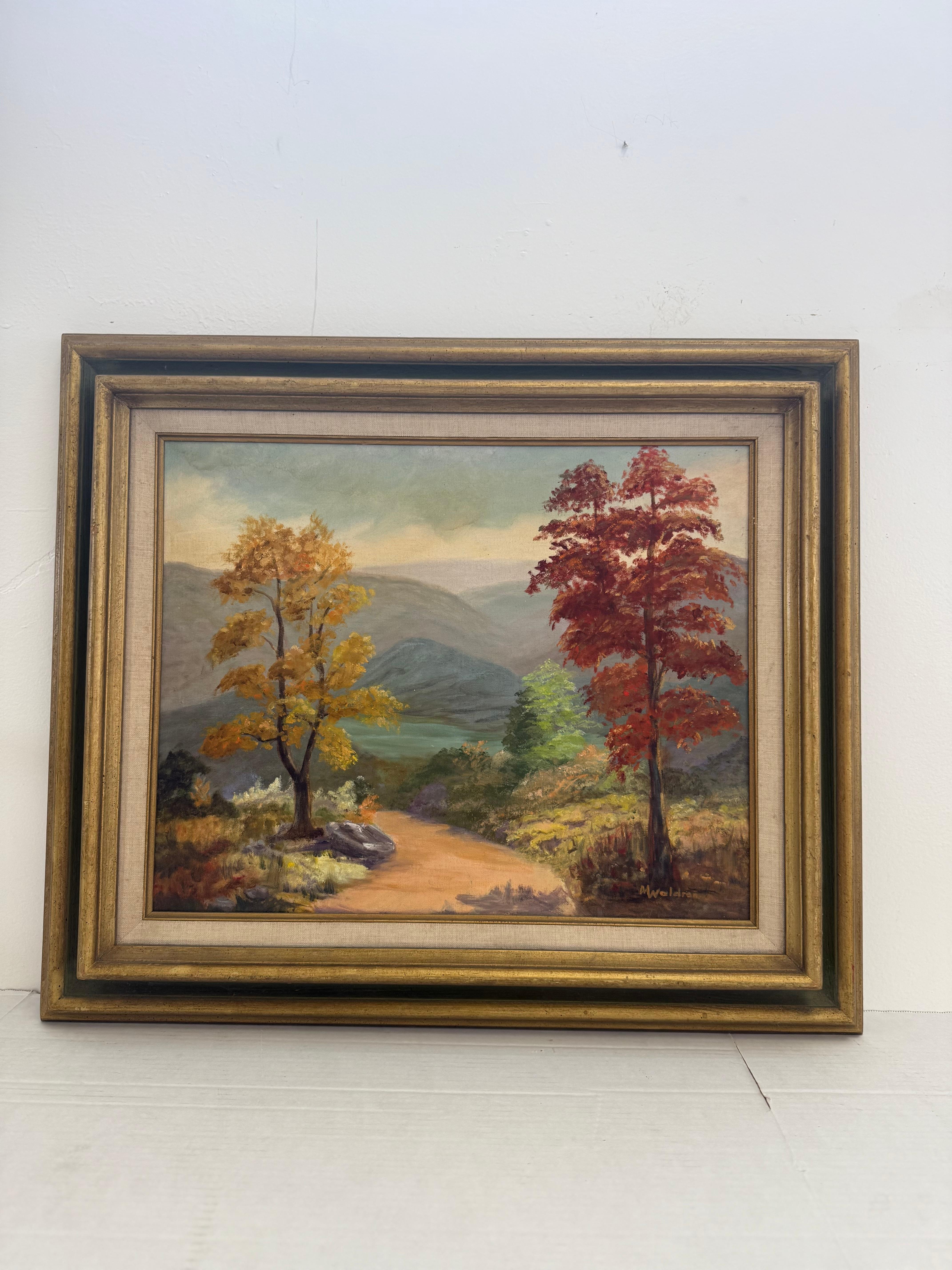 Möglicher Kunststil: Realismus / Traditionelle Landschaft - Das Stück fängt eine natürliche Szene mit erkennbaren, realistischen Details ein. Bringen Sie Wärme und zeitlosen Charme in Ihren Raum mit diesem schönen Vintage-Landschaftsbild. Die ruhige