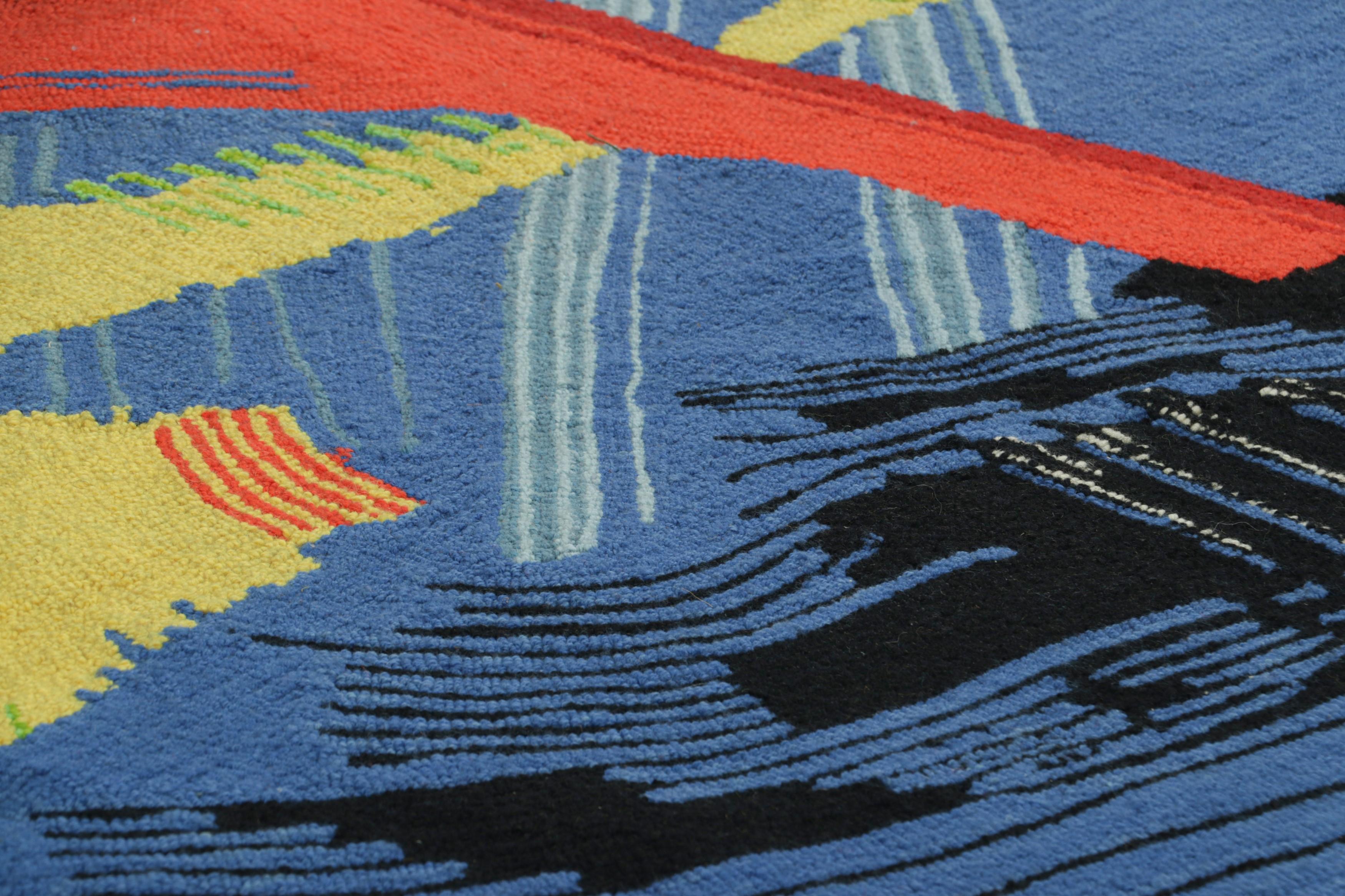 Dieser 8x13 große europäische Wandteppich im Vintage-Stil ist eine seltene und besondere Neuanfertigung von Rug & Kilim - ein signiertes Original des Schweizer Künstlers Gérard Ernest Schneider aus der Mitte des Jahrhunderts, handgewebt aus Wolle