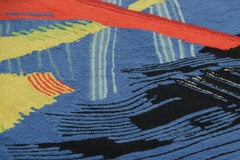 Signed Vintage Gérard Schneider Abstract Tapestry in Blue  Rug & Kilim