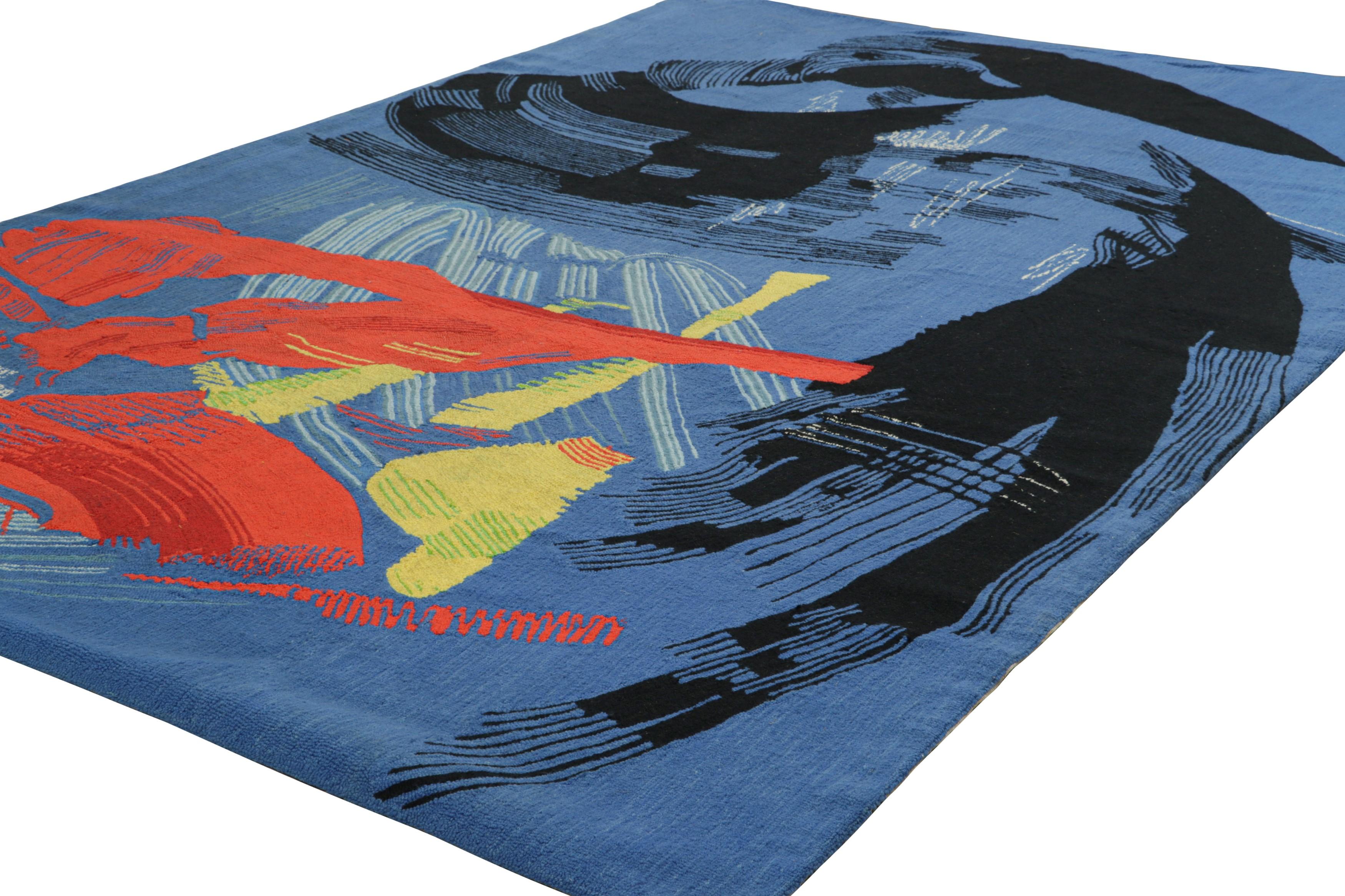 Signierter abstrakter Wandteppich in Blau von Gérard Schneider  Rug & Kilim (Handgewebt) im Angebot