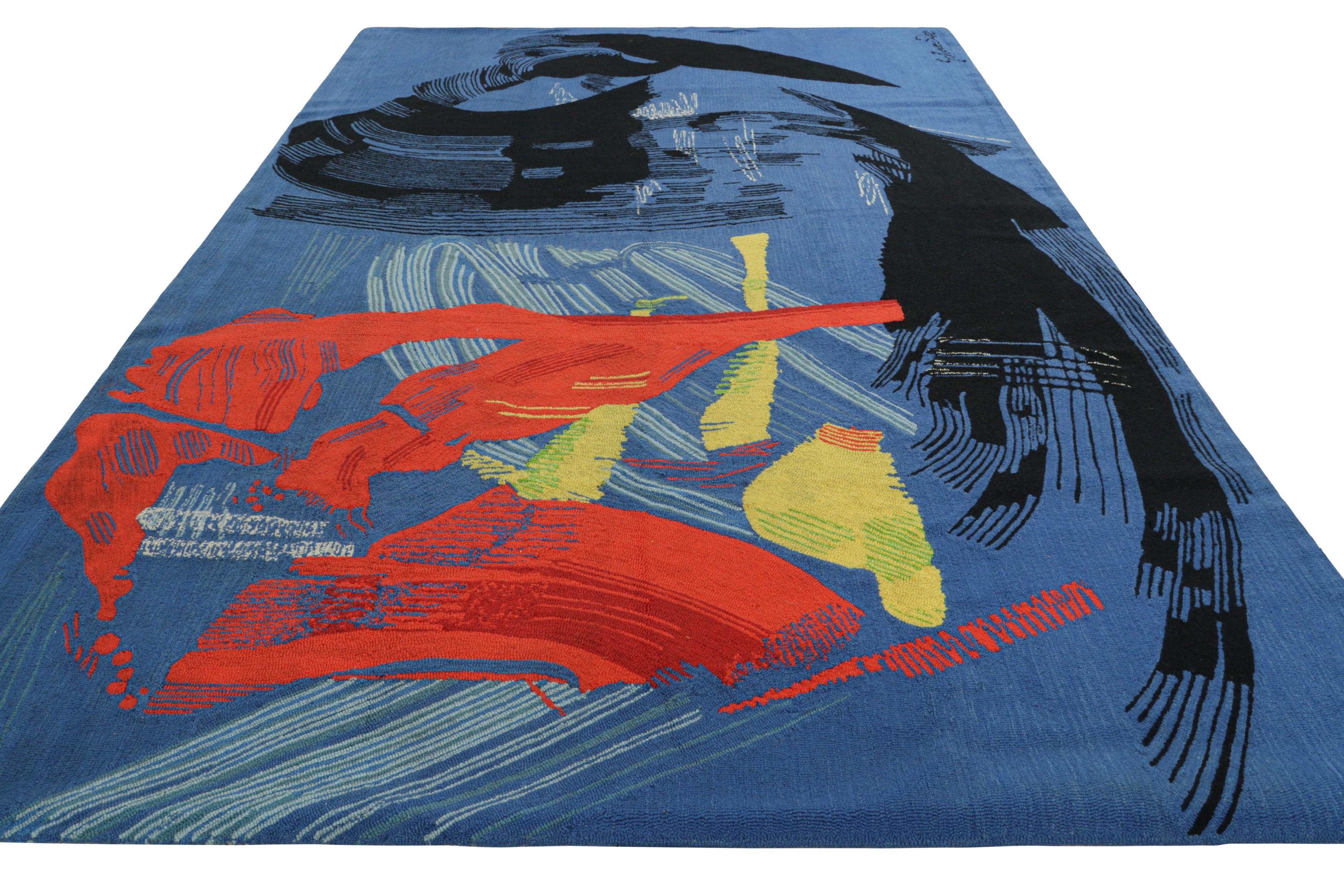 Signierter abstrakter Wandteppich in Blau von Gérard Schneider  Rug & Kilim im Zustand „Gut“ im Angebot in Long Island City, NY