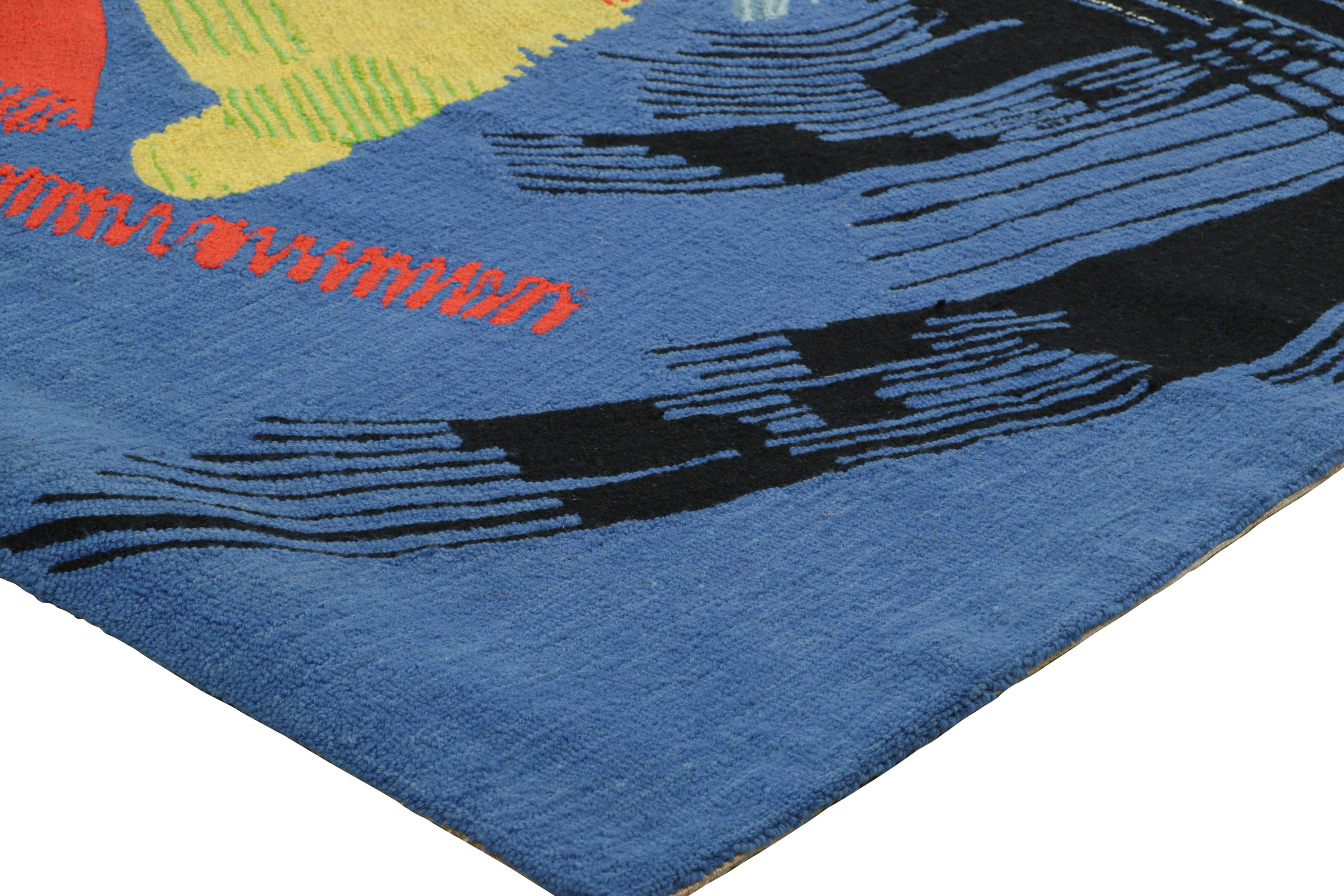 Signierter abstrakter Wandteppich in Blau von Gérard Schneider  Rug & Kilim (Mitte des 20. Jahrhunderts) im Angebot