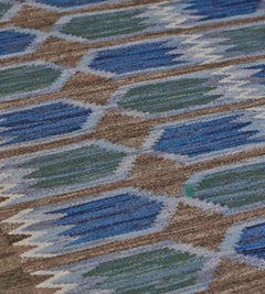 Handgewebter schwedischer Vintage-Wollteppich „Tulip Design“, signiert