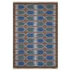 Signed Vintage Handwoven Swedish "Tulip Design" Wool Rug