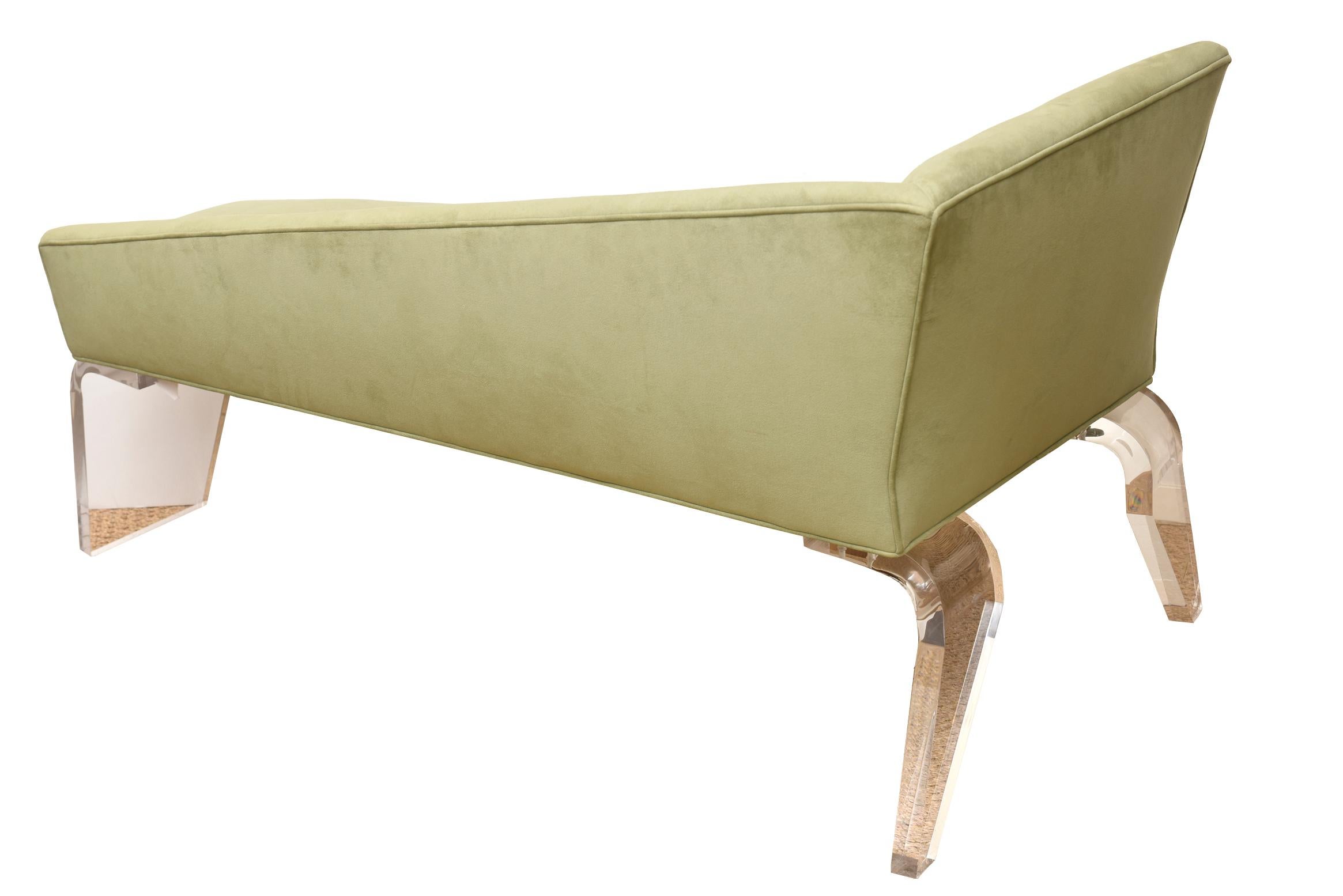Modern  Haziza Lucite and Upholstered Sculptural Chaise Lounge Or Settee