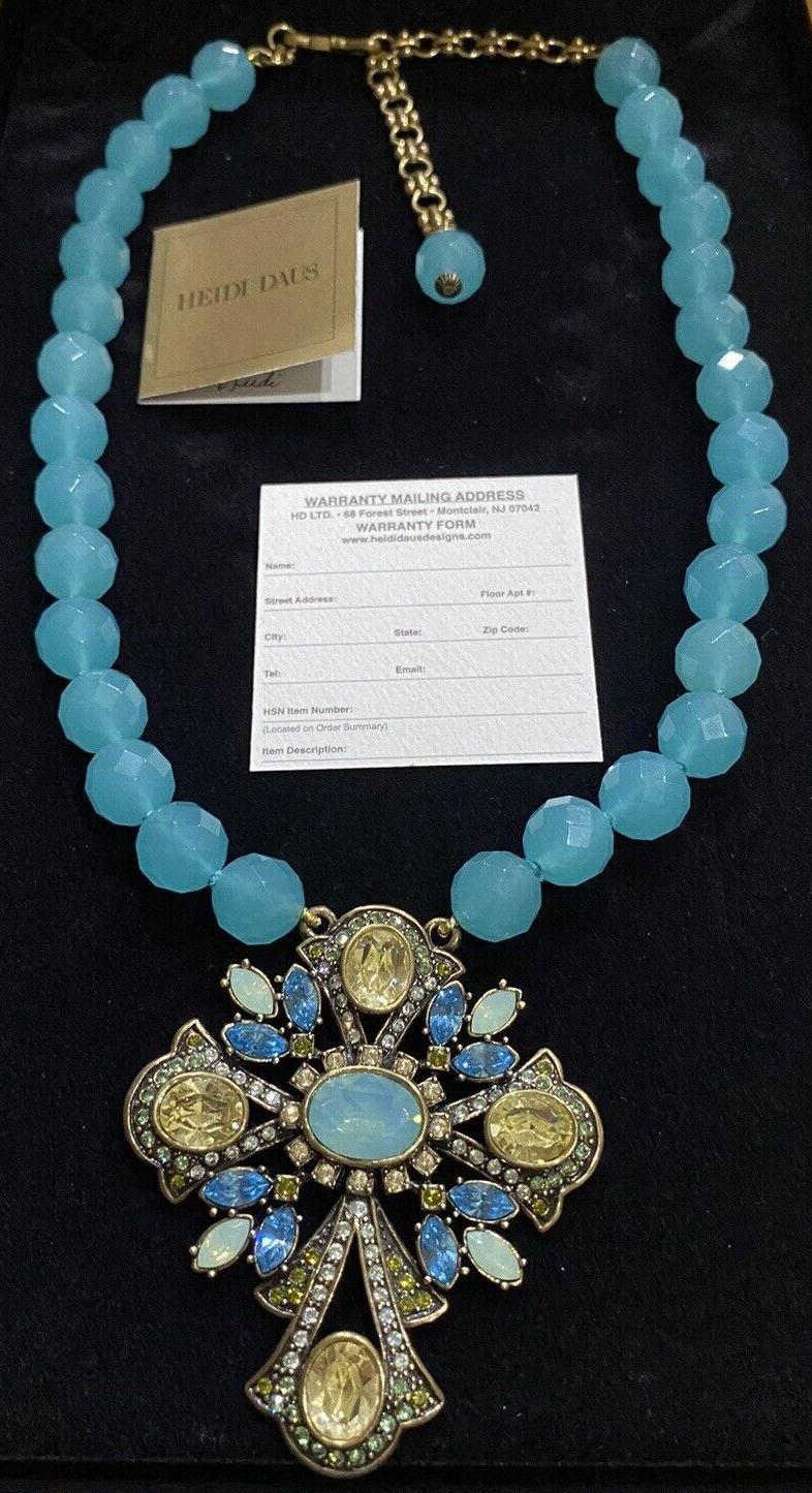 Signierte Vintage HEIDI DAUS Designer-Halskette mit Perlen- und Kristall-Anhänger, HEIDI (Moderne) im Angebot