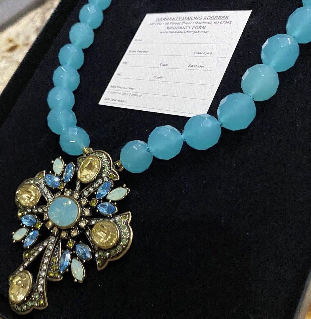 Signierte Vintage HEIDI DAUS Designer-Halskette mit Perlen- und Kristall-Anhänger, HEIDI im Zustand „Neu“ im Angebot in Montreal, QC