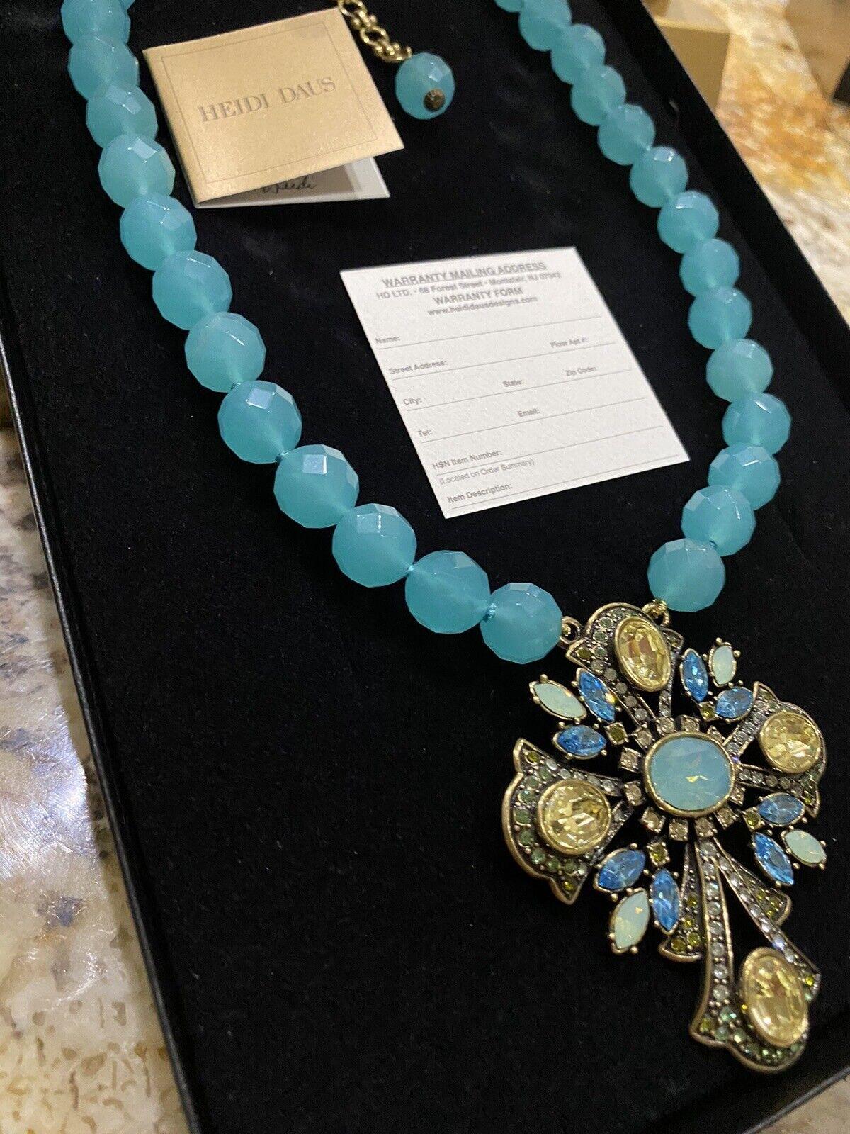 Modern Signed Vintage HEIDI DAUS Designer Bead and Crystal Pendant Necklace For Sale