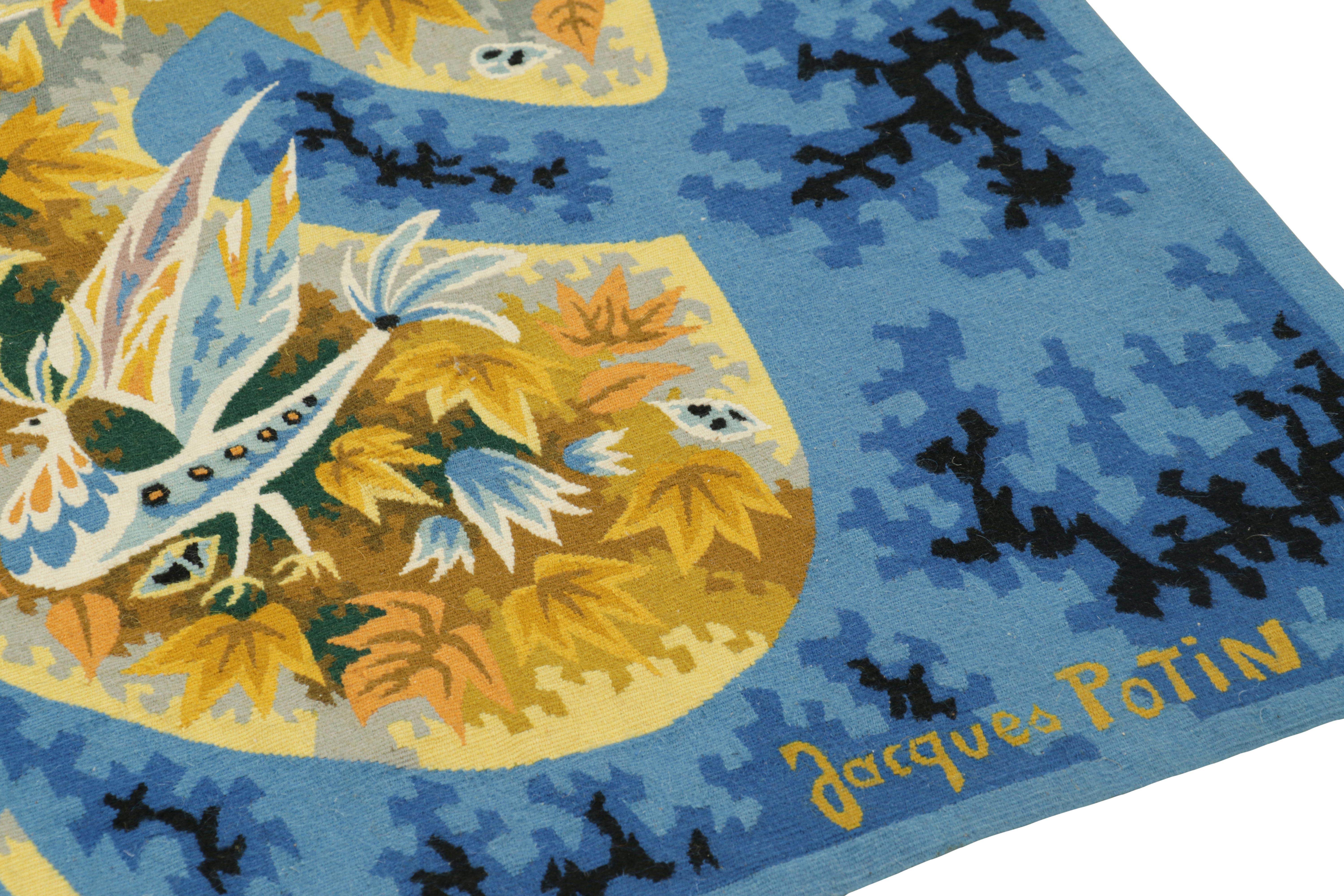 Mid-20th Century Signed Vintage Jacques Potin Tapestry “Le Petit Rappel Des Oiseaux” Rug & Kilim For Sale
