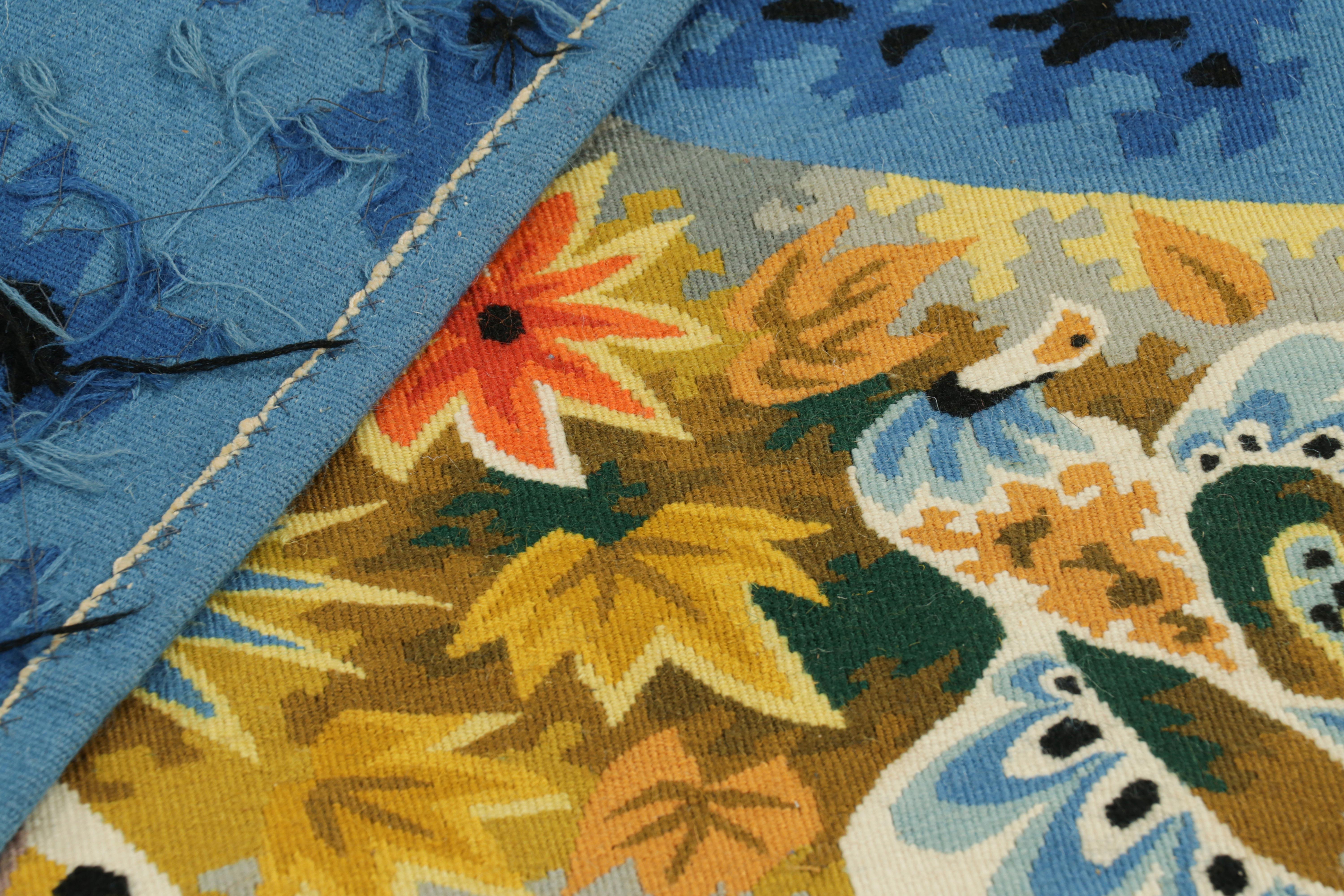 Signed Vintage Jacques Potin Tapestry “Le Petit Rappel Des Oiseaux” Rug & Kilim For Sale 1