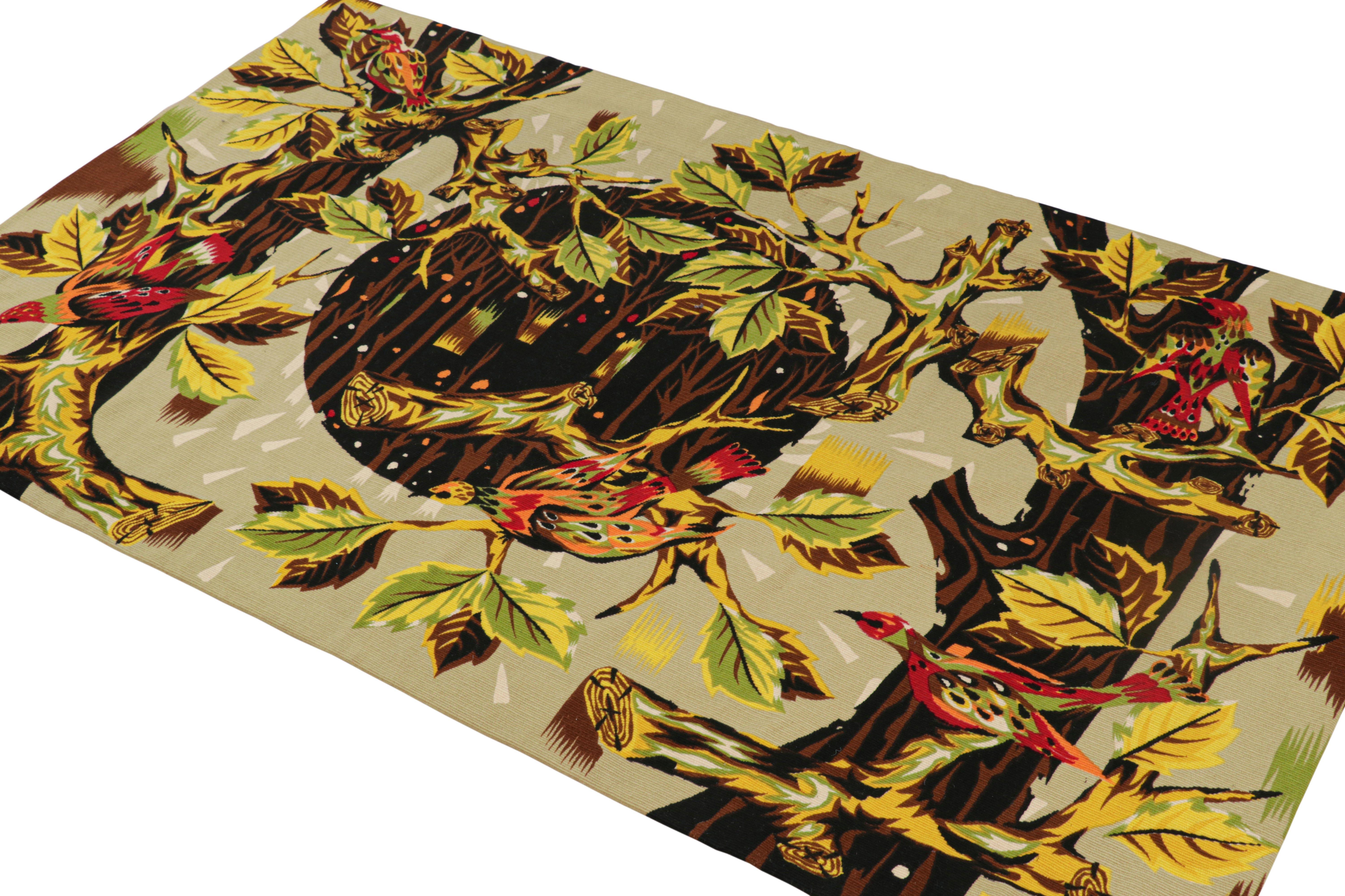 Hand-Woven Signed Vintage Jean-Claude Bissery Tapestry “Forestière”, from Rug & Kilim For Sale