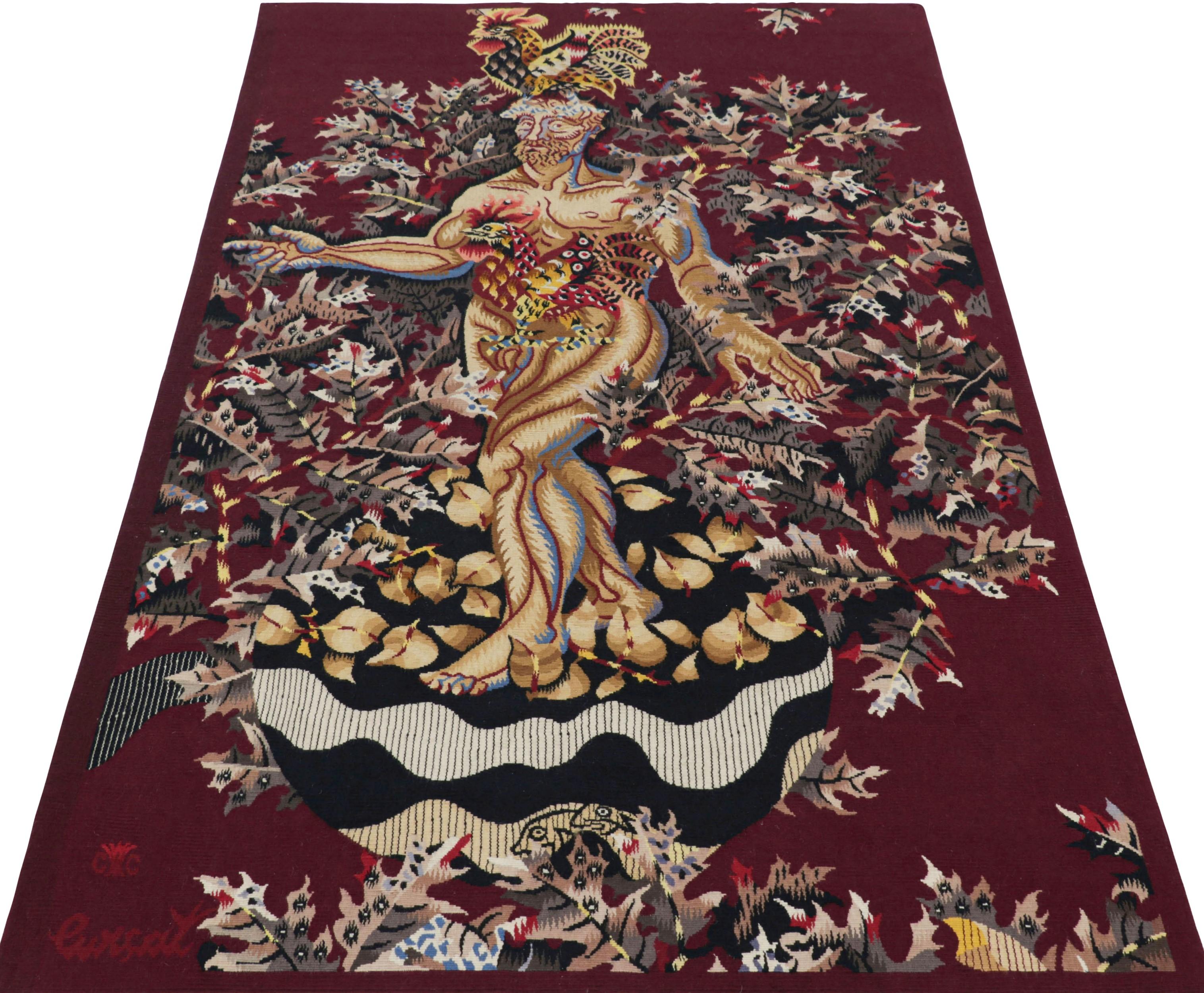 Signed Vintage Jean Lurcat Aubusson Tapestry “L’Homme”  Rug & Kilim In Good Condition For Sale In Long Island City, NY