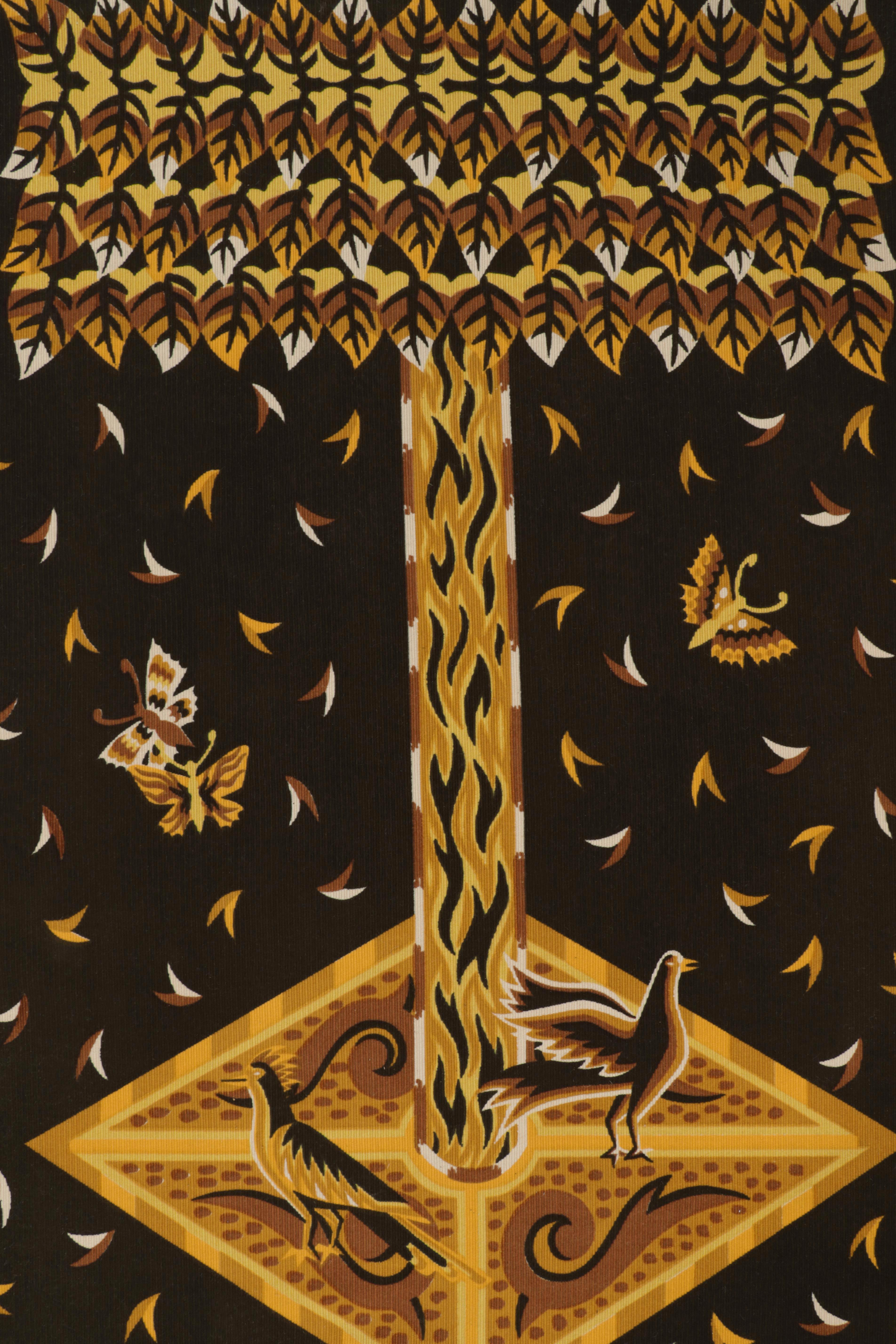 French Signed Vintage Jean Picart Le Doux Tapestry with Tree Pictorial from Rug & Kilim For Sale