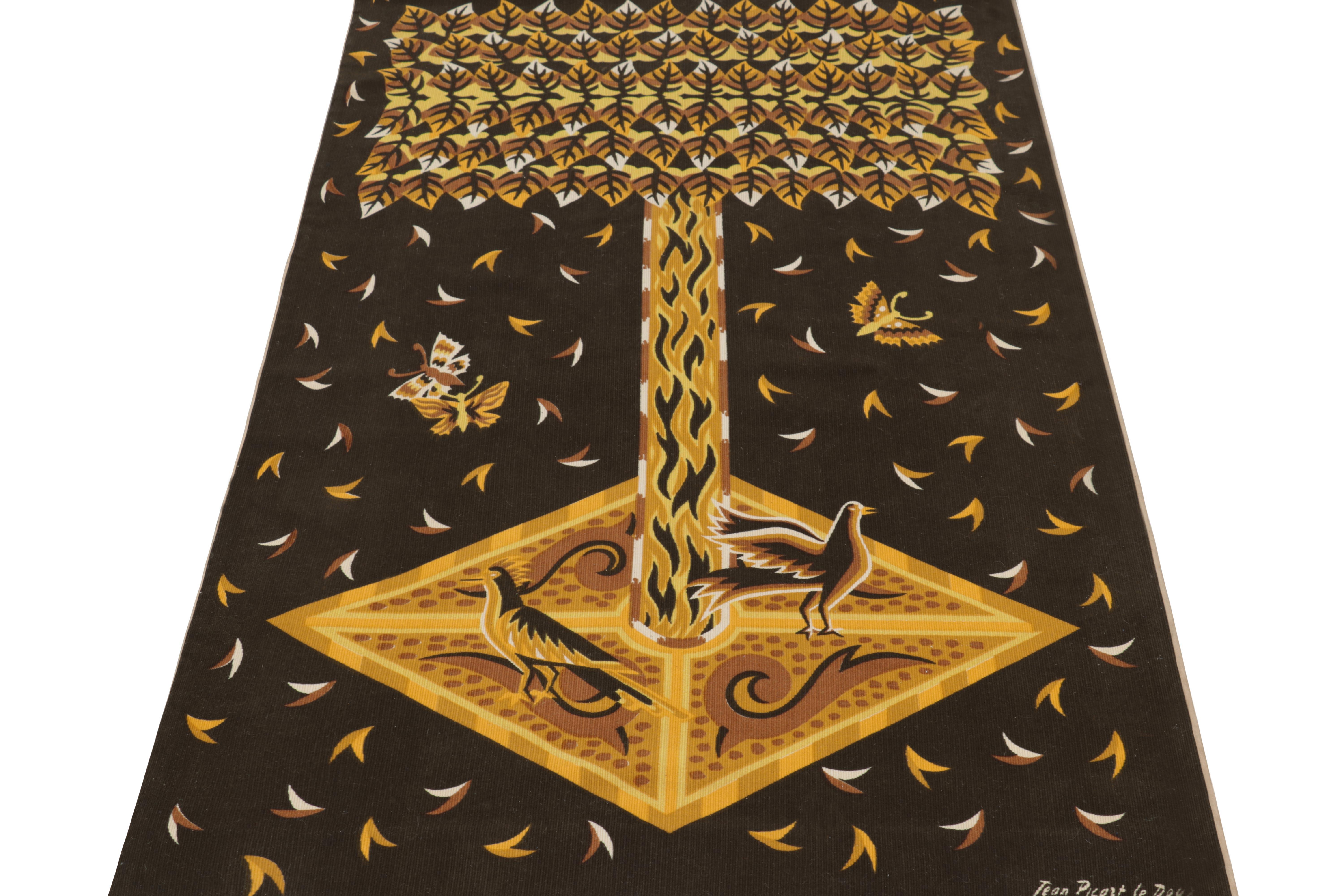 Hand-Woven Signed Vintage Jean Picart Le Doux Tapestry with Tree Pictorial from Rug & Kilim For Sale