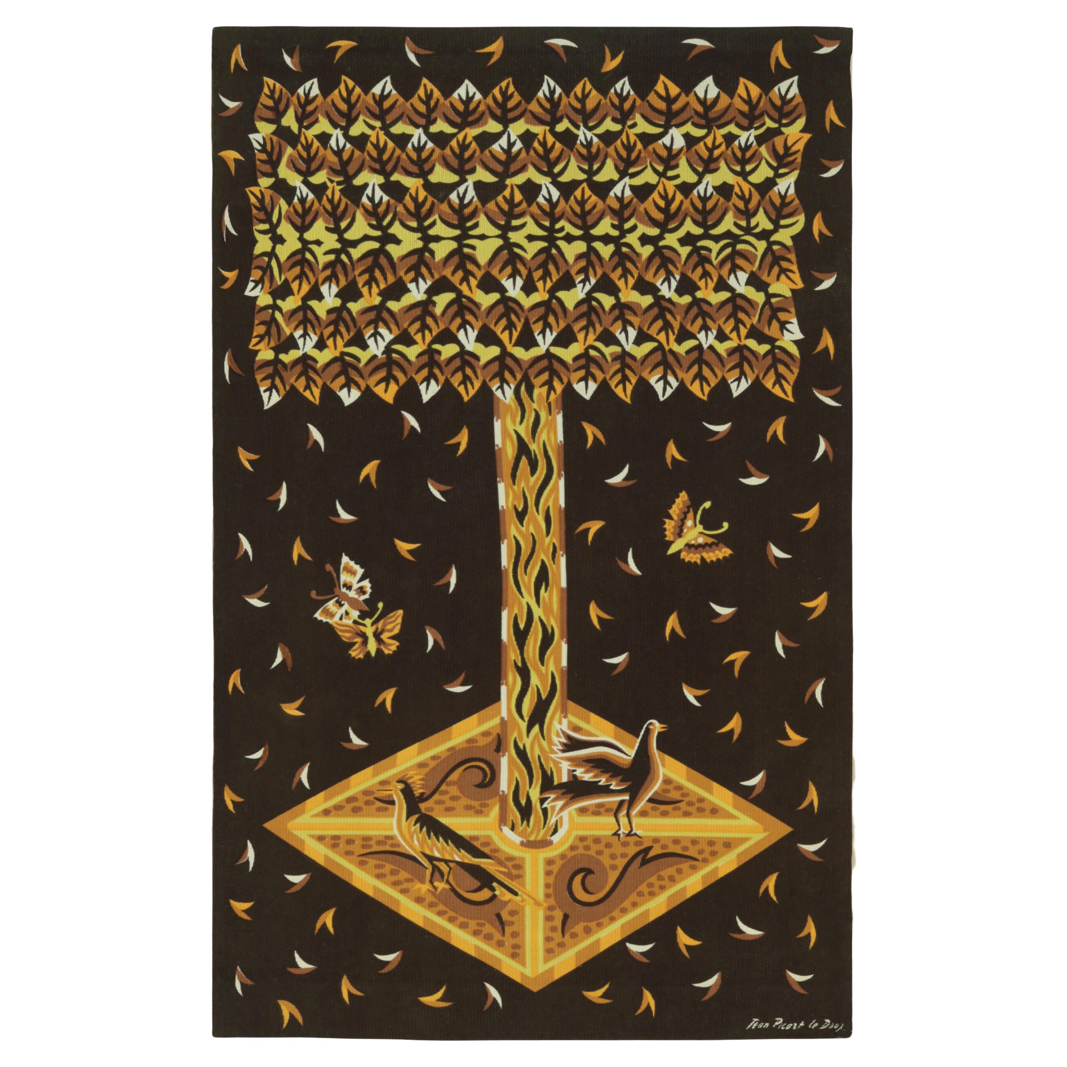 Tapisserie vintage Jean Picart Le Doux avec photo d'arbre de Rug & Kilim