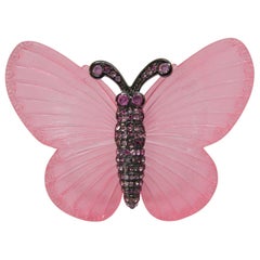 Signed Vintage Kenneth J. Lane Pink Butterfly Brooch