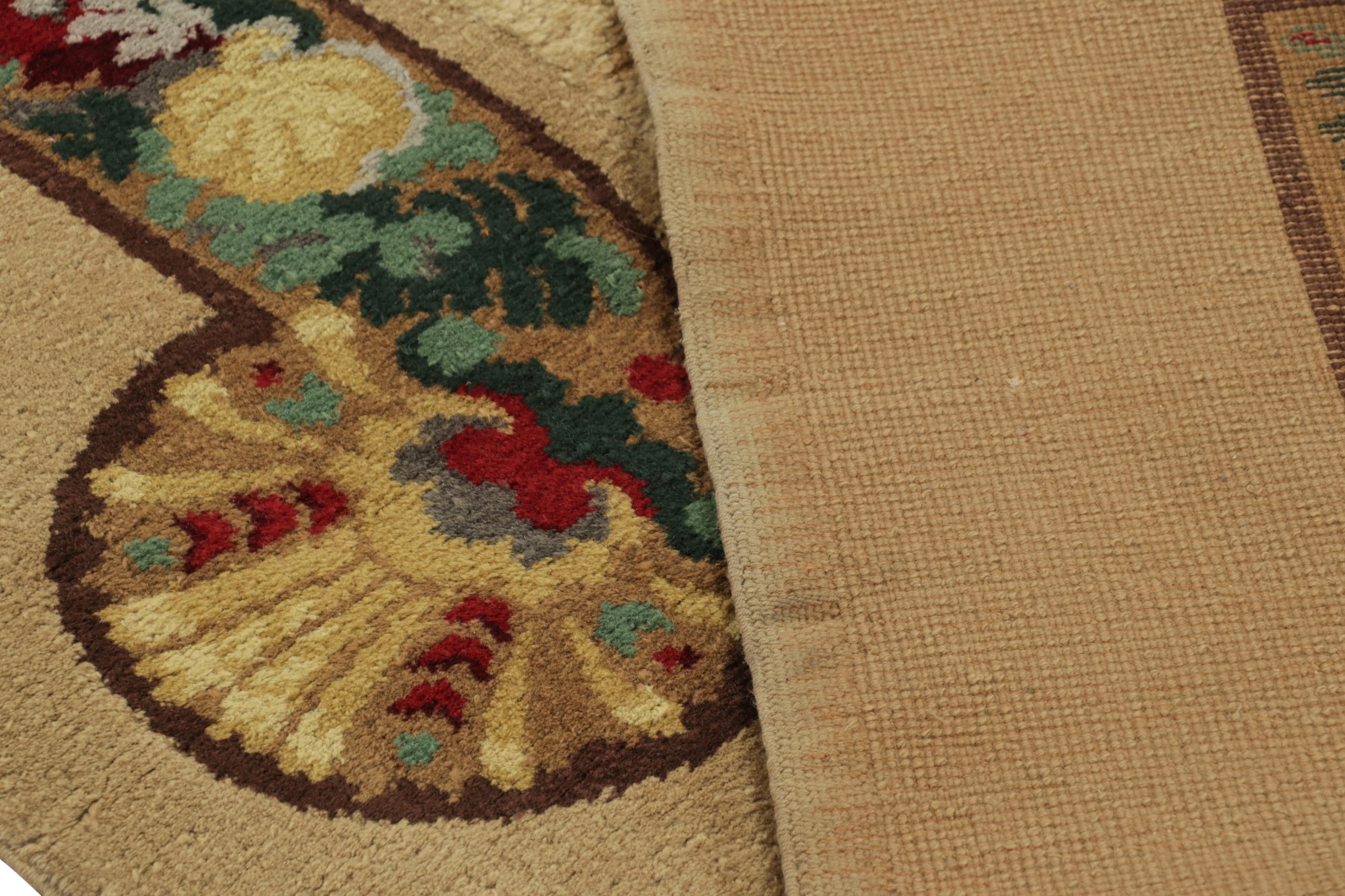 Signierte Vintage Leleu Französisch Art Deco Teppich in Beige mit Blumen - Rug & Kilim im Angebot 3