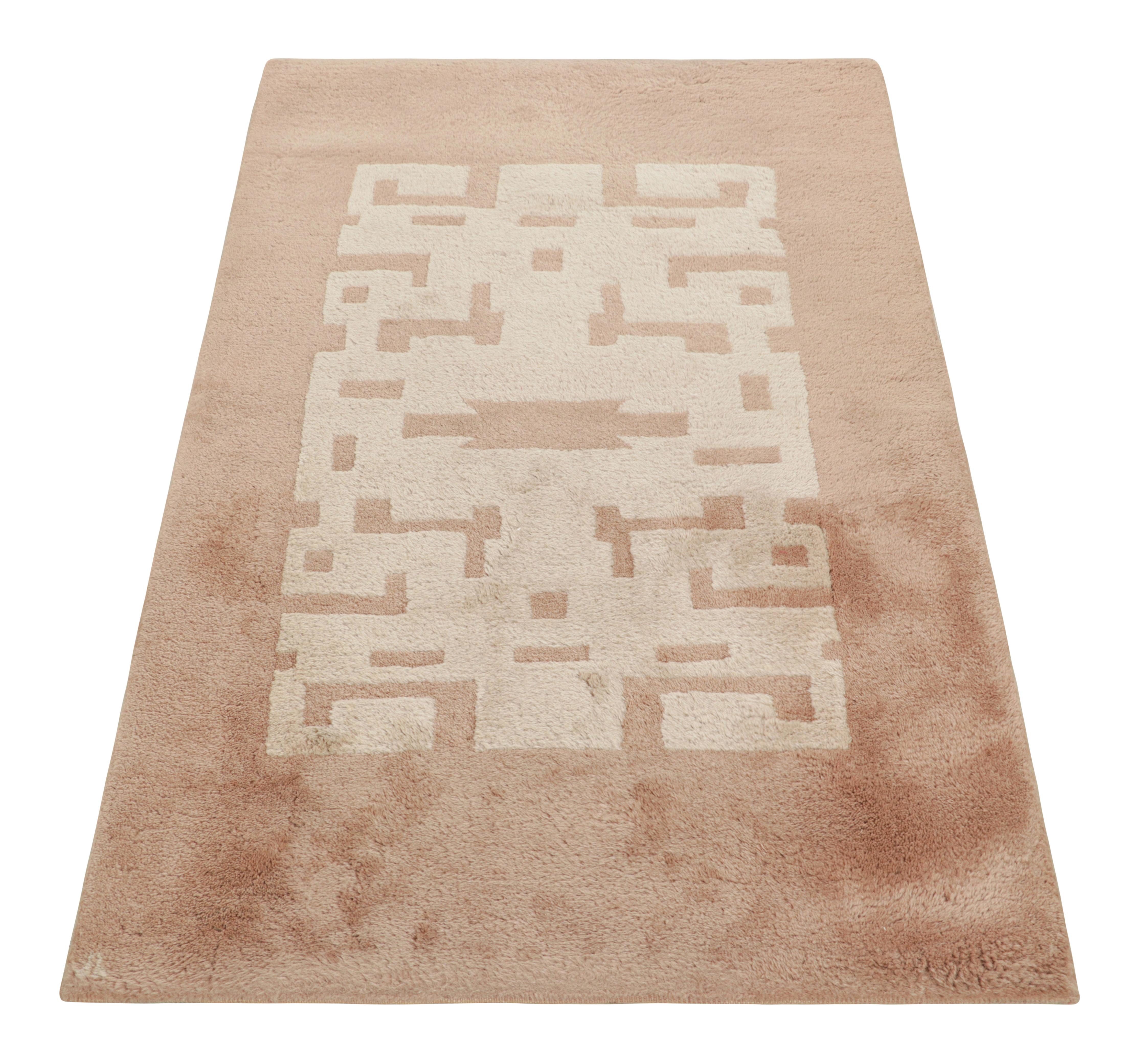 Alfombra Art Déco Francesa Leleu Vintage con Motivo Geométrico  Alfombra &  Kilim Anudado a mano en venta