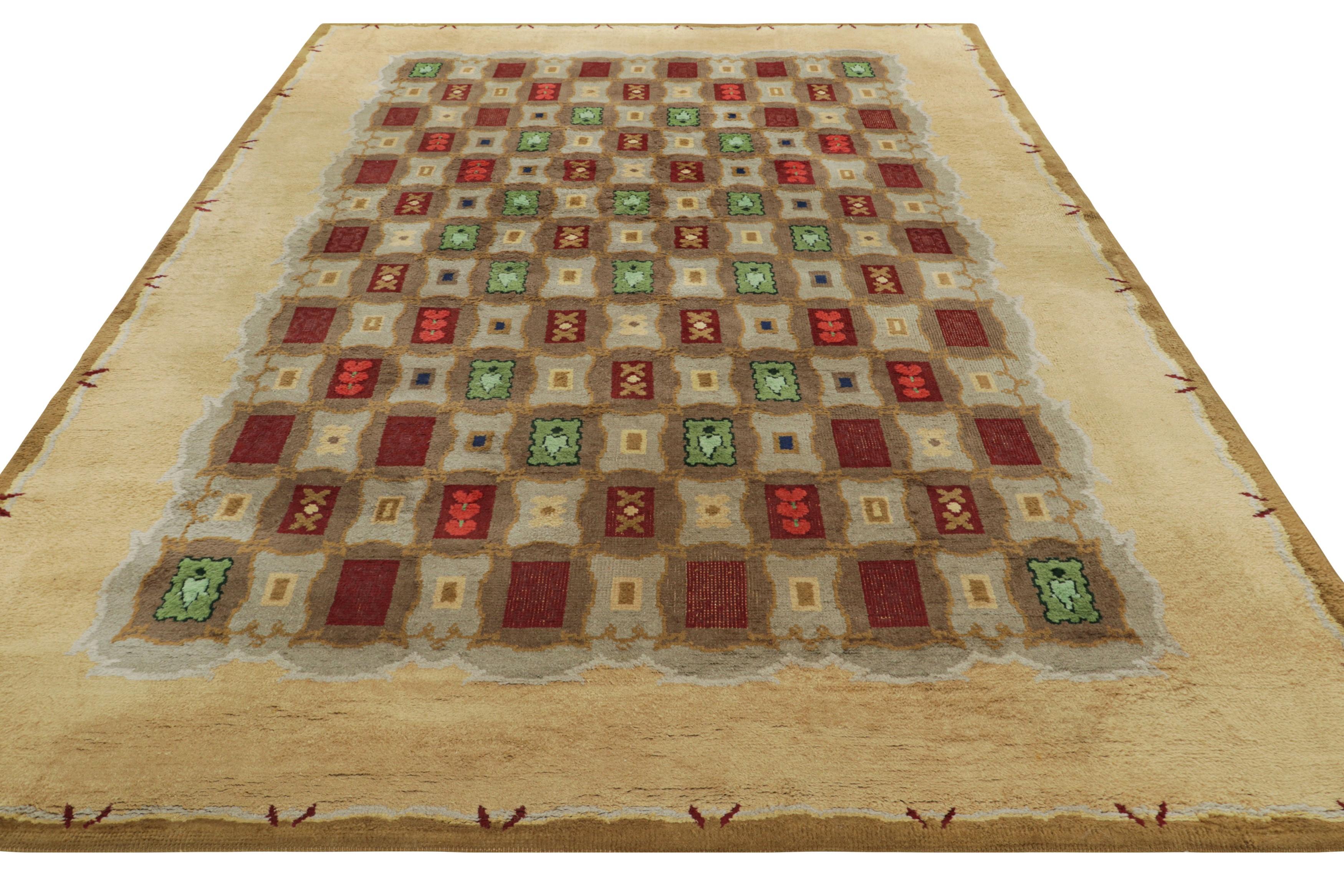 Signierte Vintage Leleu Französisch Art Deco Teppich mit geometrischen Mustern  Rug & Kilim im Zustand „Gut“ im Angebot in Long Island City, NY