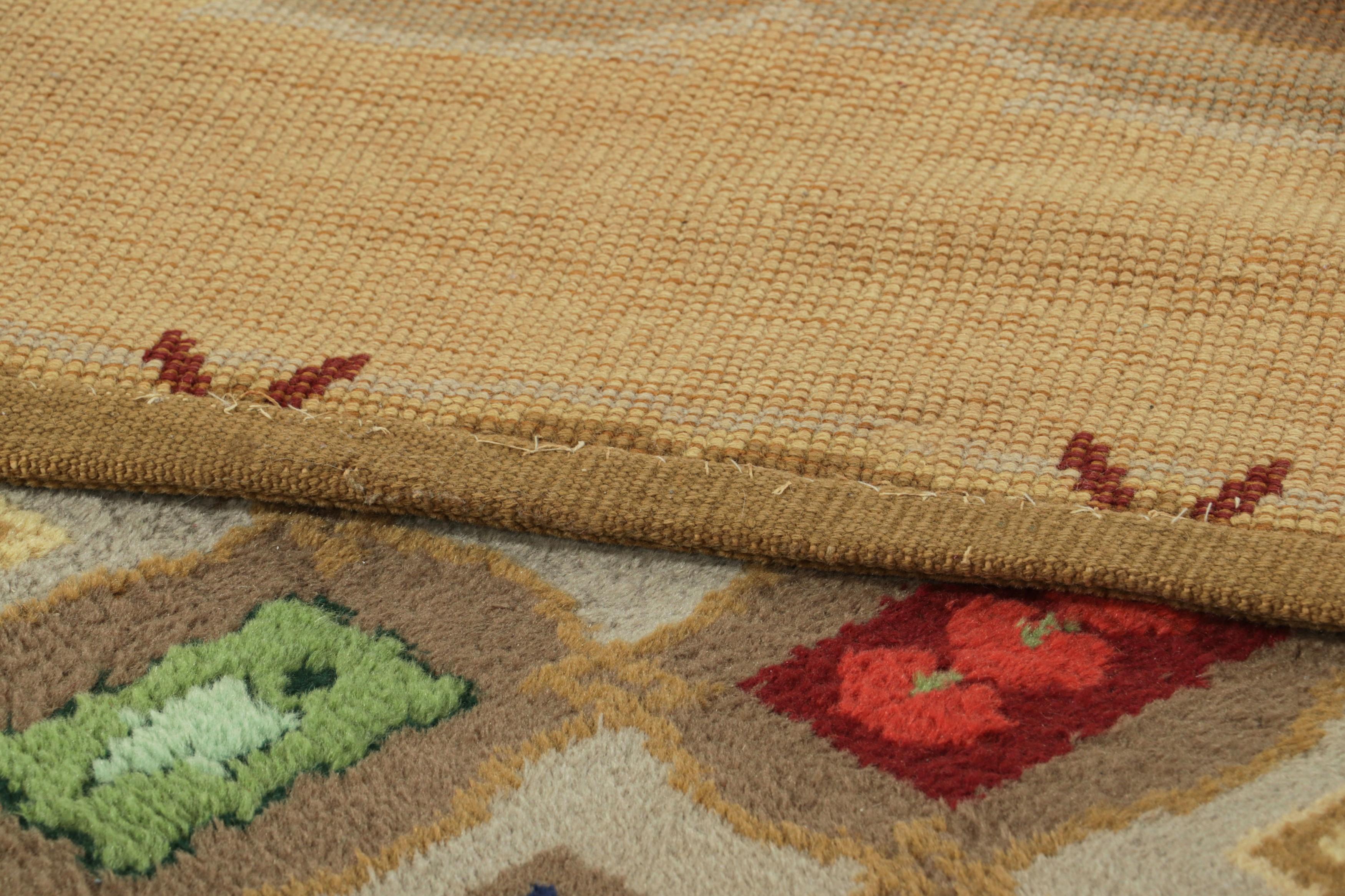 Signierte Vintage Leleu Französisch Art Deco Teppich mit geometrischen Mustern  Rug & Kilim (Wolle) im Angebot