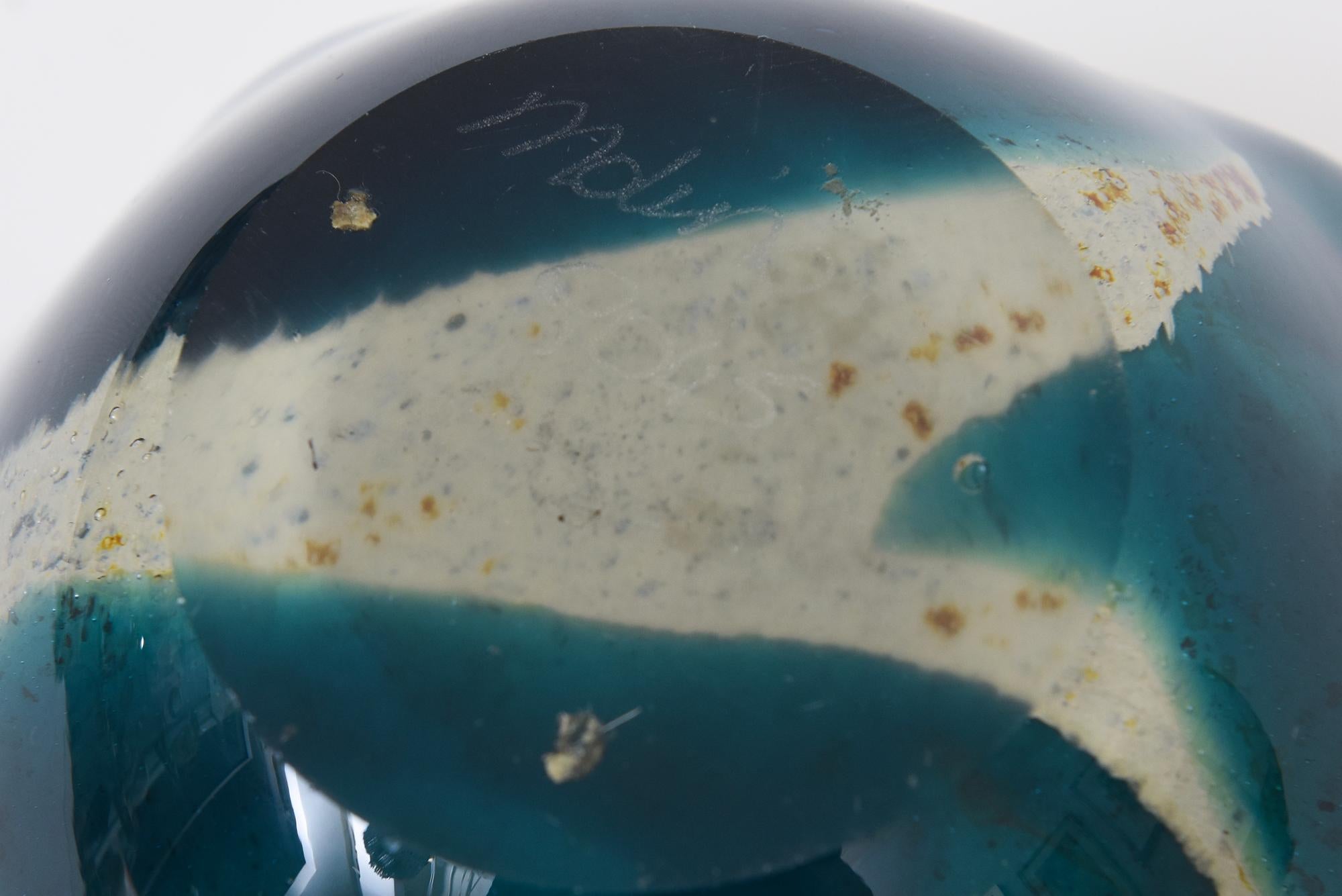 Ciotola firmata d'epoca Mdina Baltic Topographical Glass Rare Bowl Turchese, Tan, Marrone in vendita 6