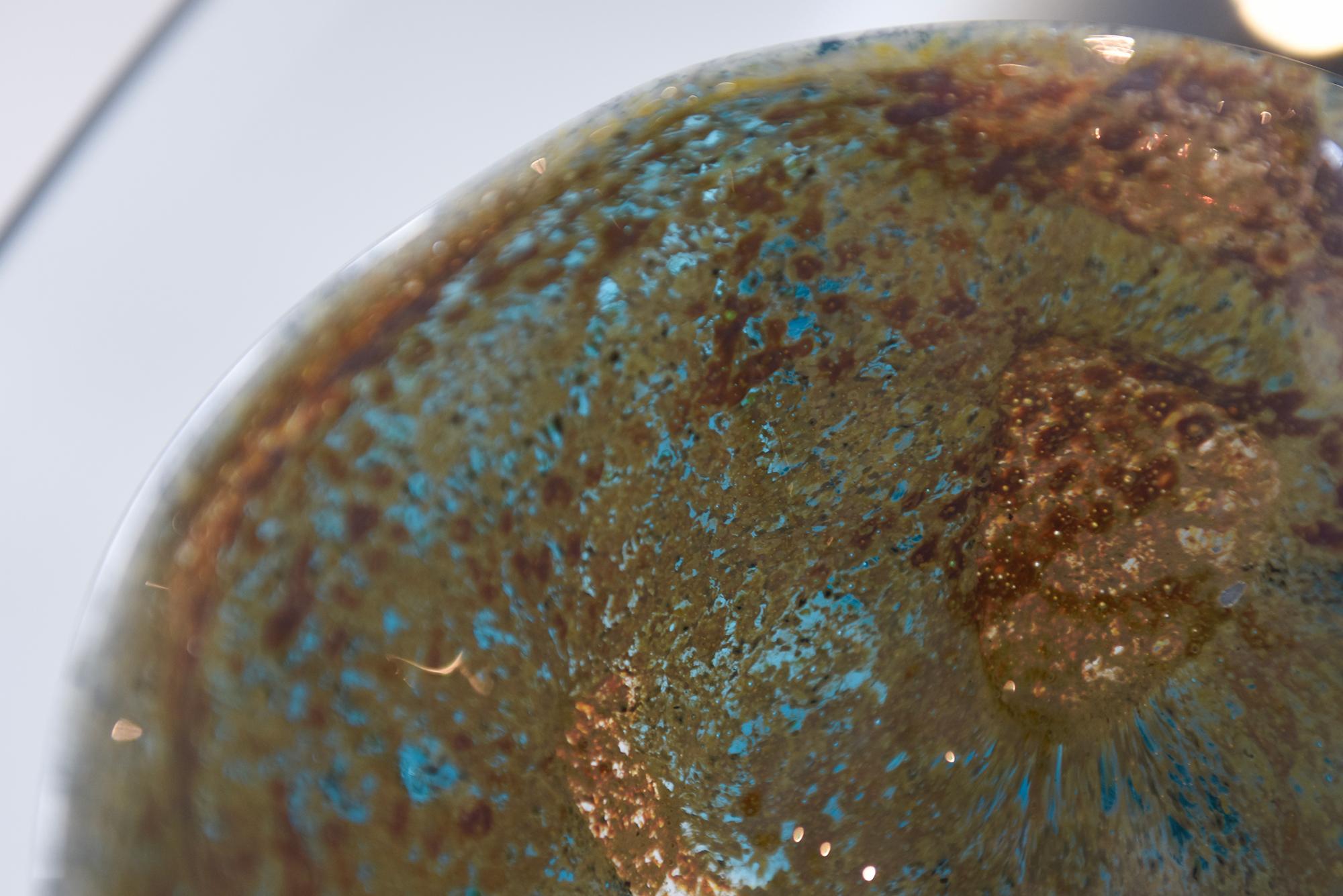 Ciotola firmata d'epoca Mdina Baltic Topographical Glass Rare Bowl Turchese, Tan, Marrone in vendita 7