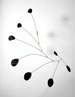 Signed Vintage Modernist Abstract Black Hanging Kinetic Mobile Sculpture 1983