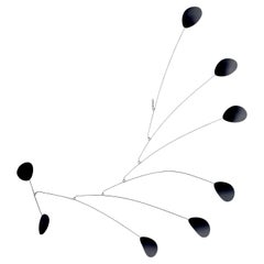 Signed Vintage Modernist Abstract Black Hanging Kinetic Mobile Sculpture 1983
