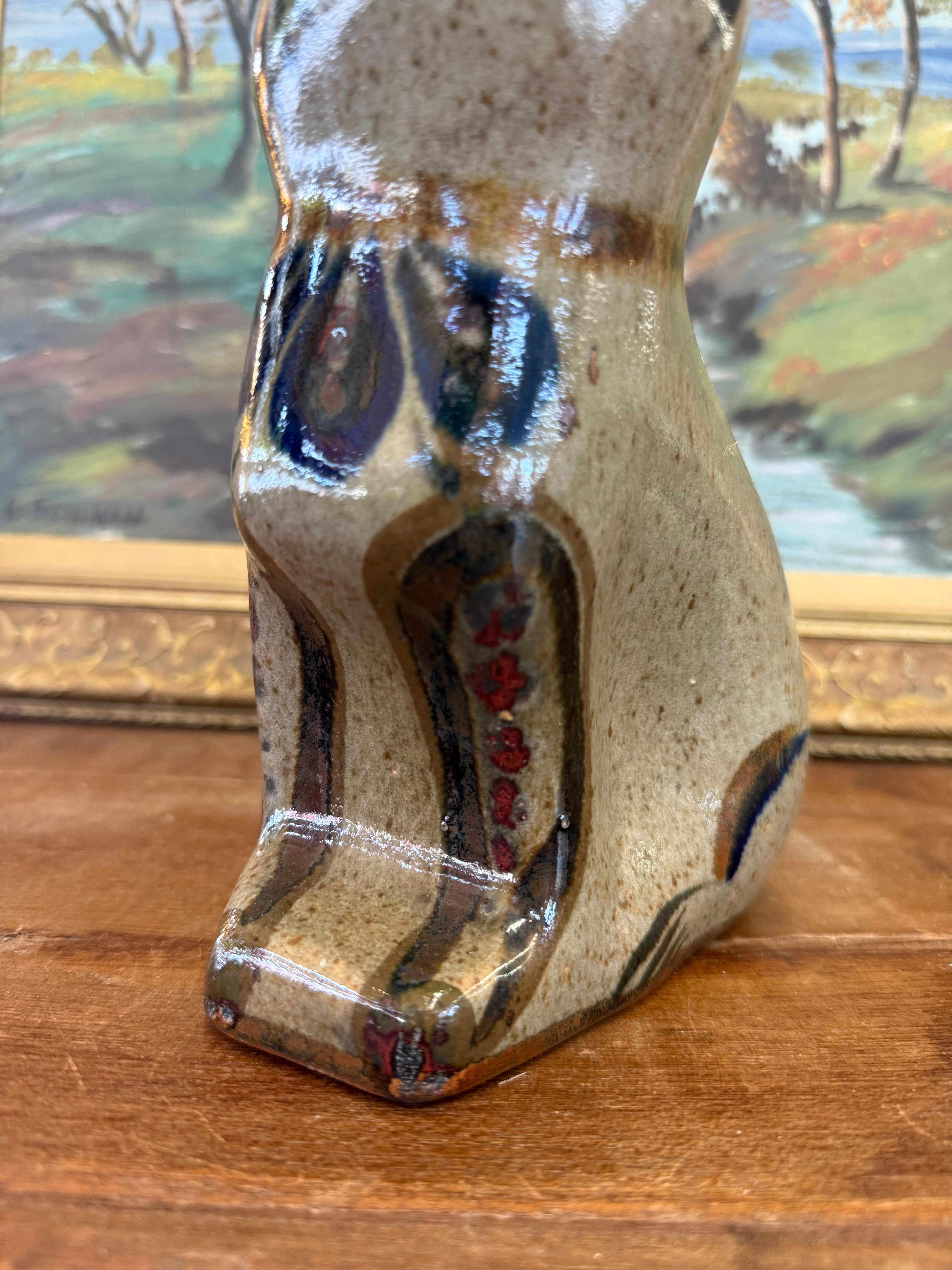 Gatto in ceramica d'epoca firmato Mud Century Modern Mexican Folk Art dipinto a mano. in vendita 1