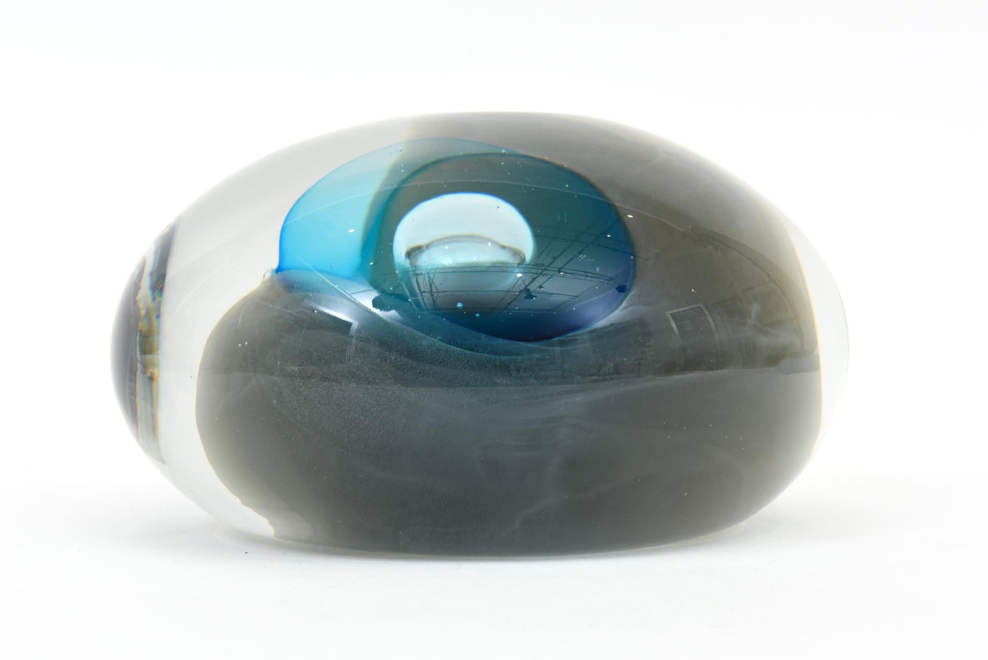 Italiano Scultura in vetro ottico astratto firmata Vintage Murano Livio Seguso Sommerso in vendita