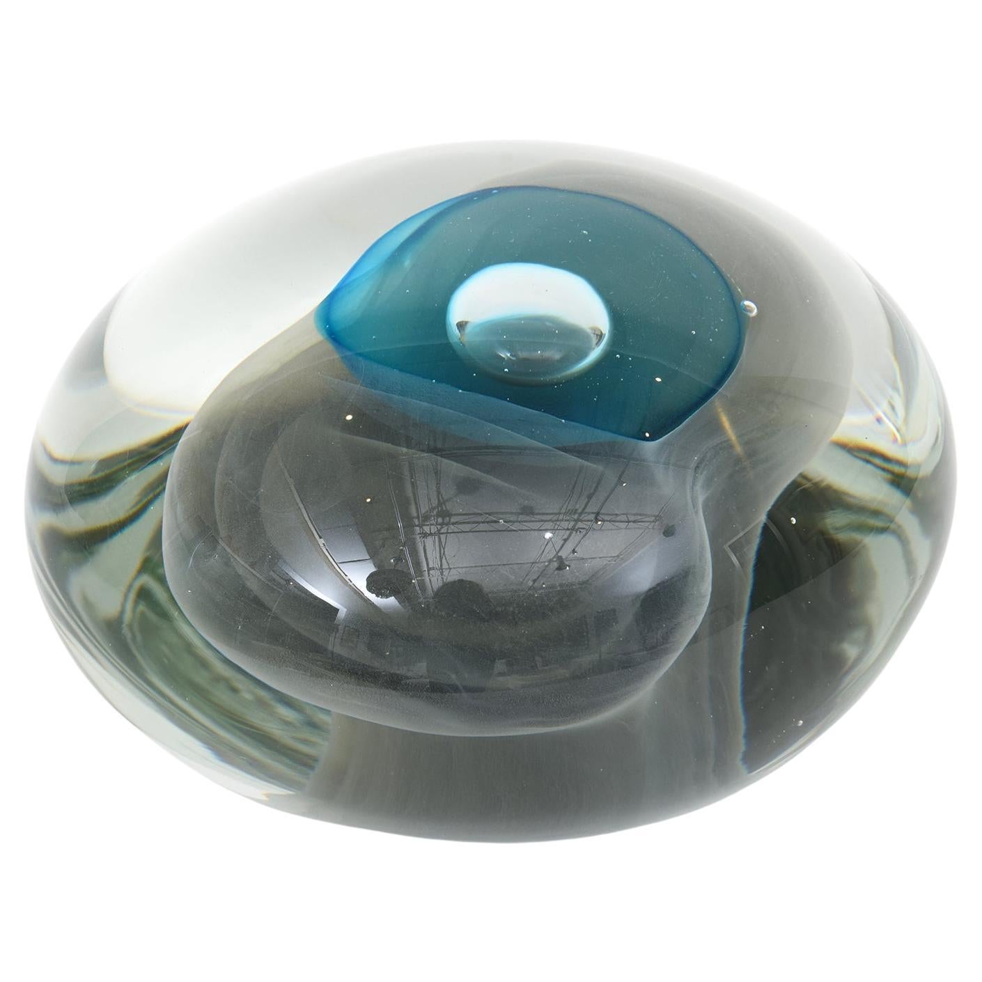 Signierte Vintage Murano Livio Seguso Sommerso Optische abstrakte Glas-Skulptur