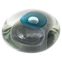 Signed Vintage Murano Livio Seguso Sommerso Optical Abstract Glass Sculpture