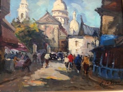 Signed Vintage Oil on Canvas Impressionistic French Street Scene
