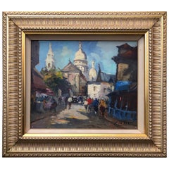 Signed Vintage Oil on Canvas Impressionistic French Street Scene