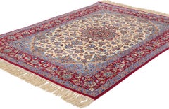 Signed Vintage Persian Isfahan Carpet with Traditional Style