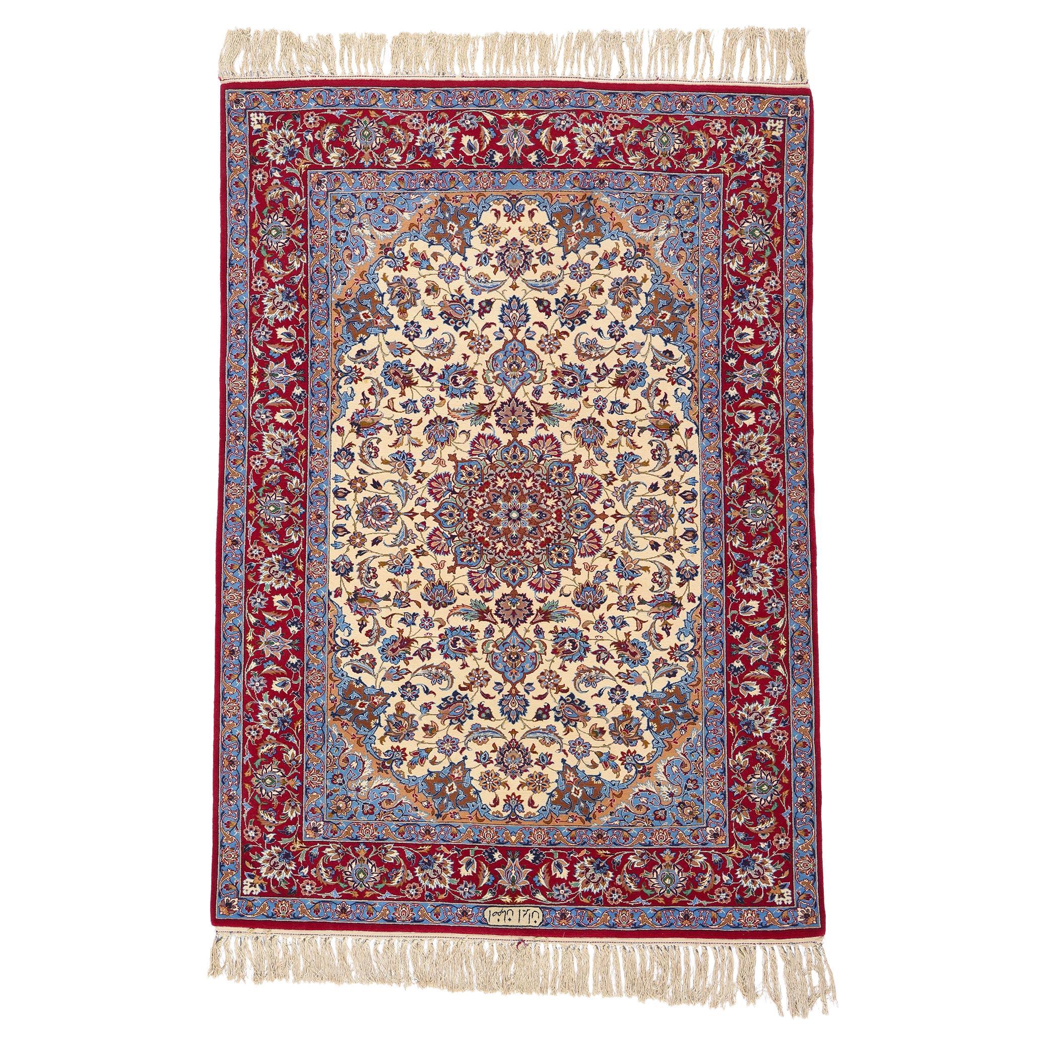 Signed Vintage Persian Isfahan Rug