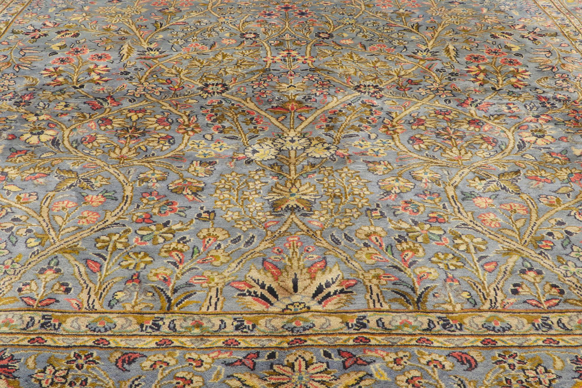 20th Century Signed Vintage Persian Kashan Rug, Refined Tranquility Meets Timeless Elegance For Sale