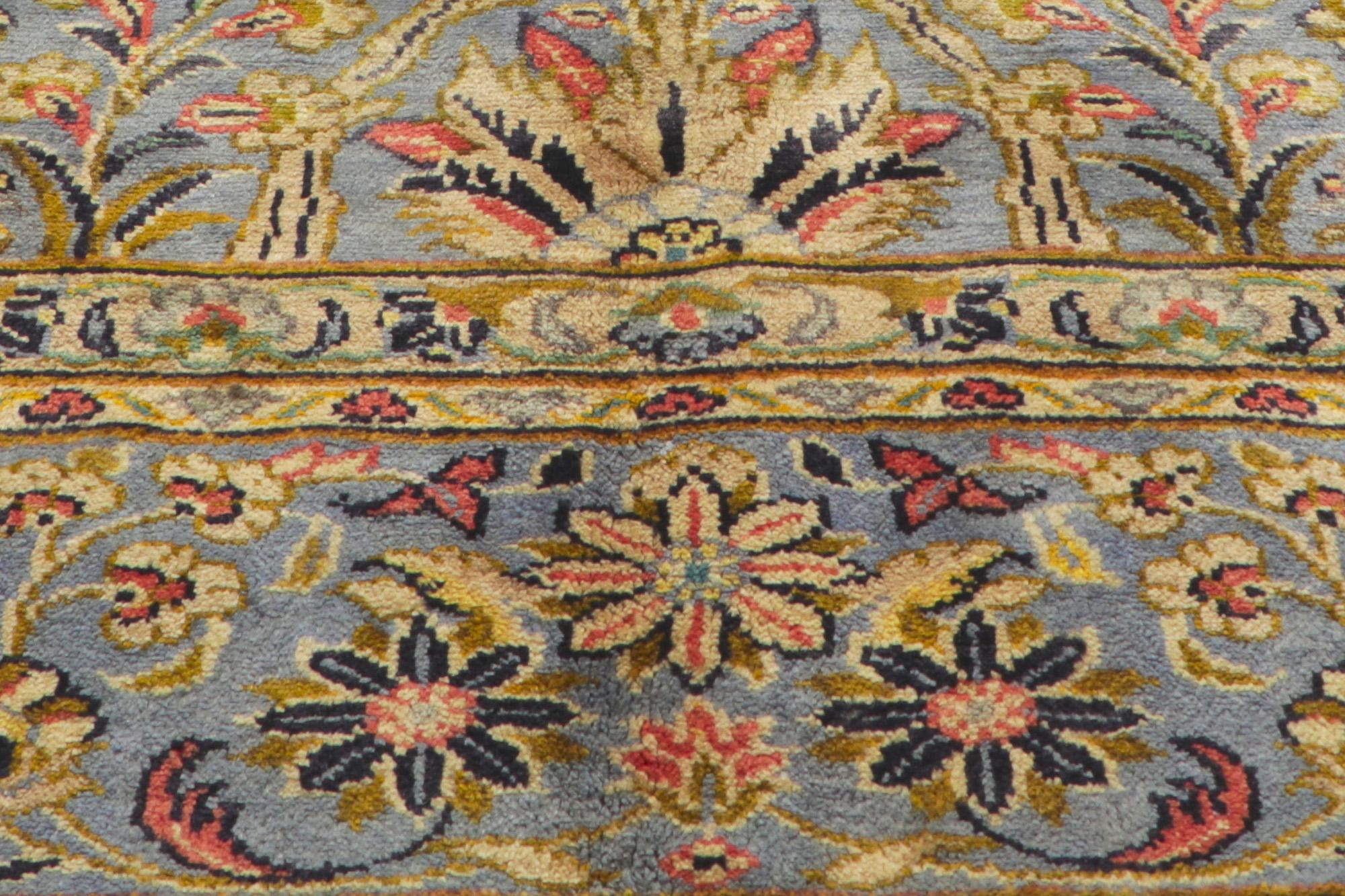 Wool Signed Vintage Persian Kashan Rug, Refined Tranquility Meets Timeless Elegance For Sale