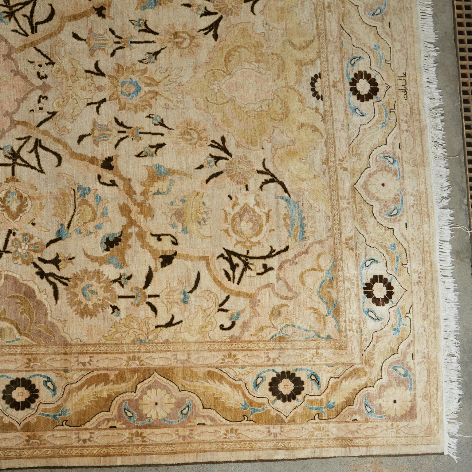 Signed Vintage Persian Mahal Floral Style Rug 7