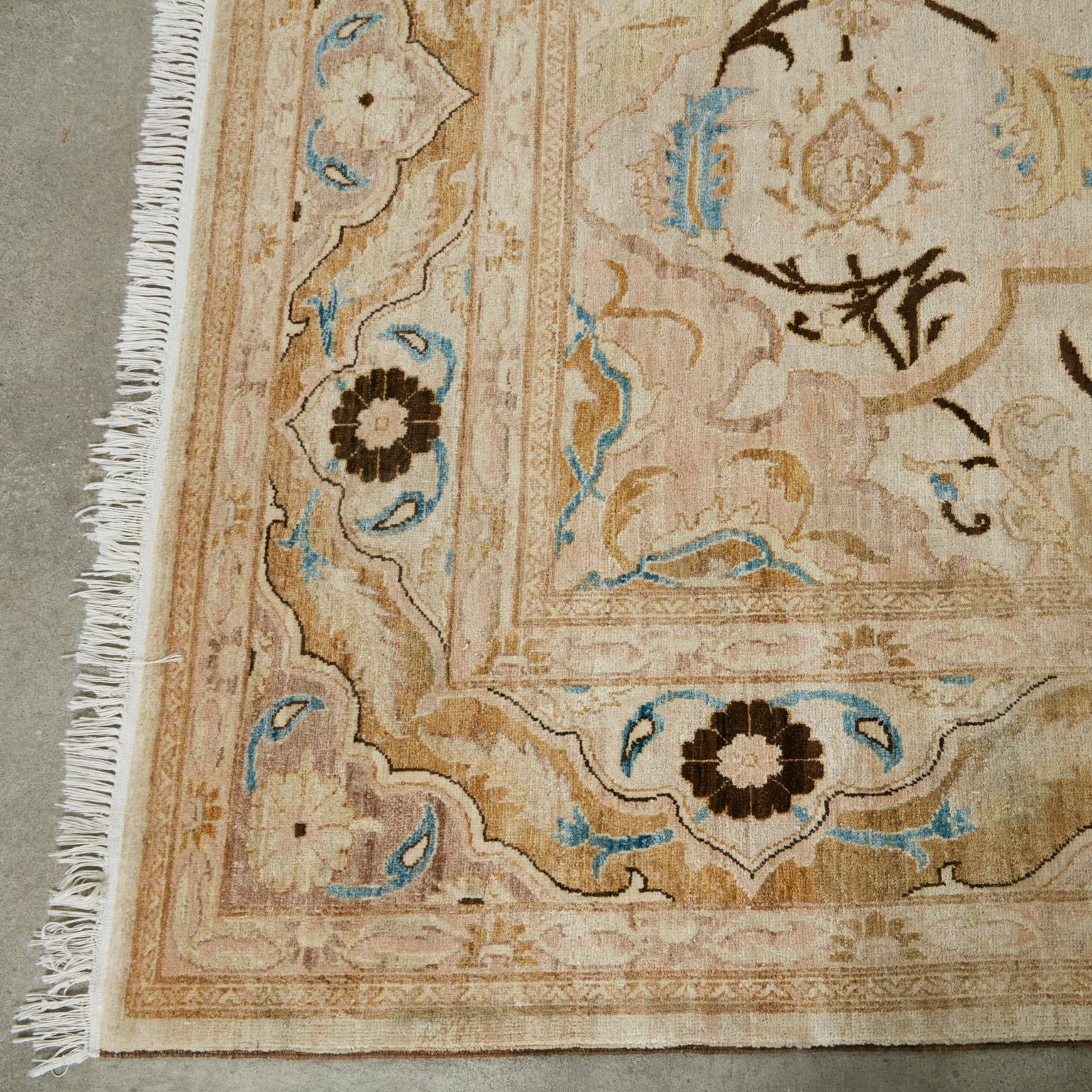 Hand-Knotted Signed Vintage Persian Mahal Floral Style Rug