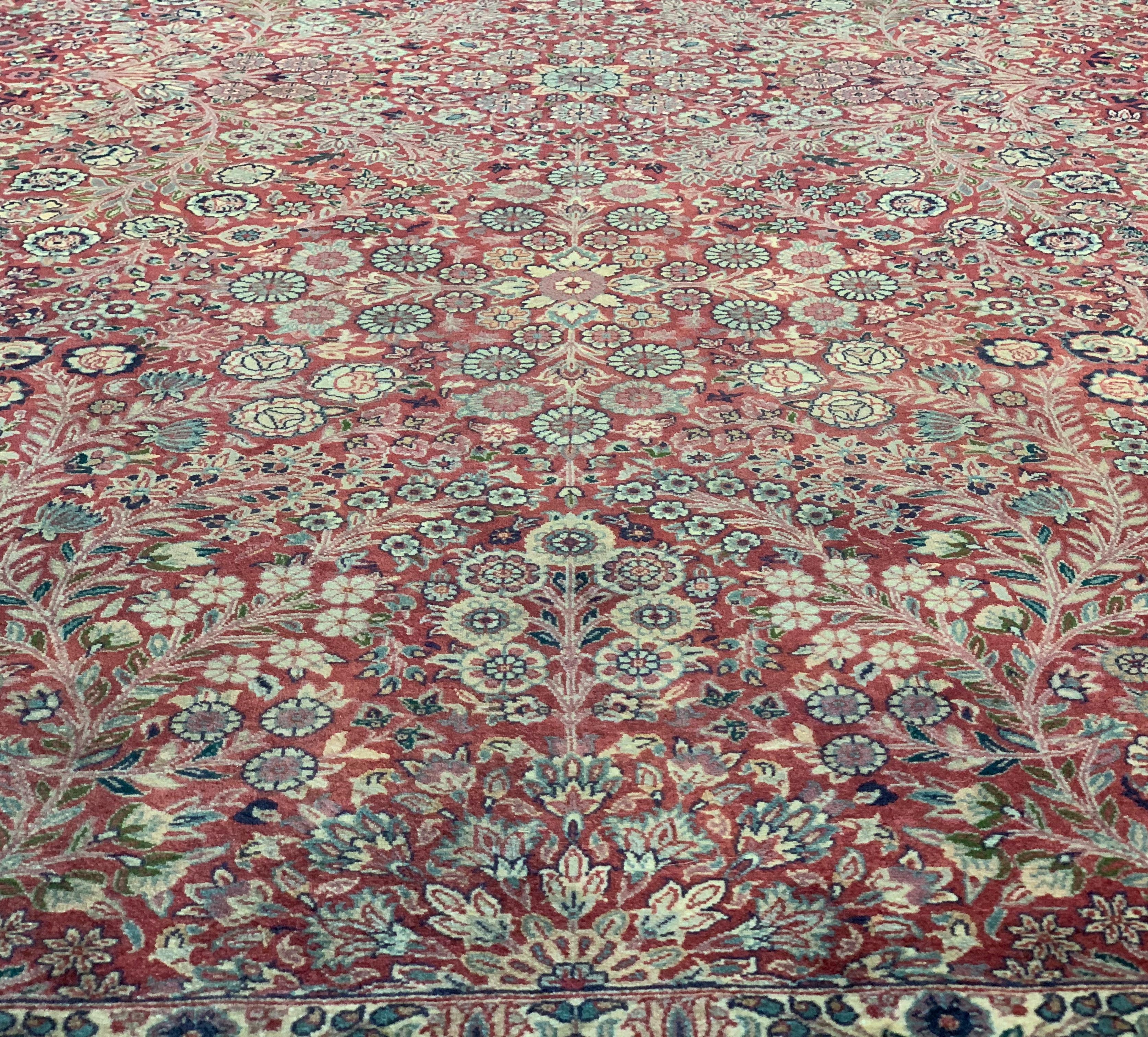 Hand-Woven Signed Vintage Persian Kashan Rug, Very Fine, circa 1980s For Sale