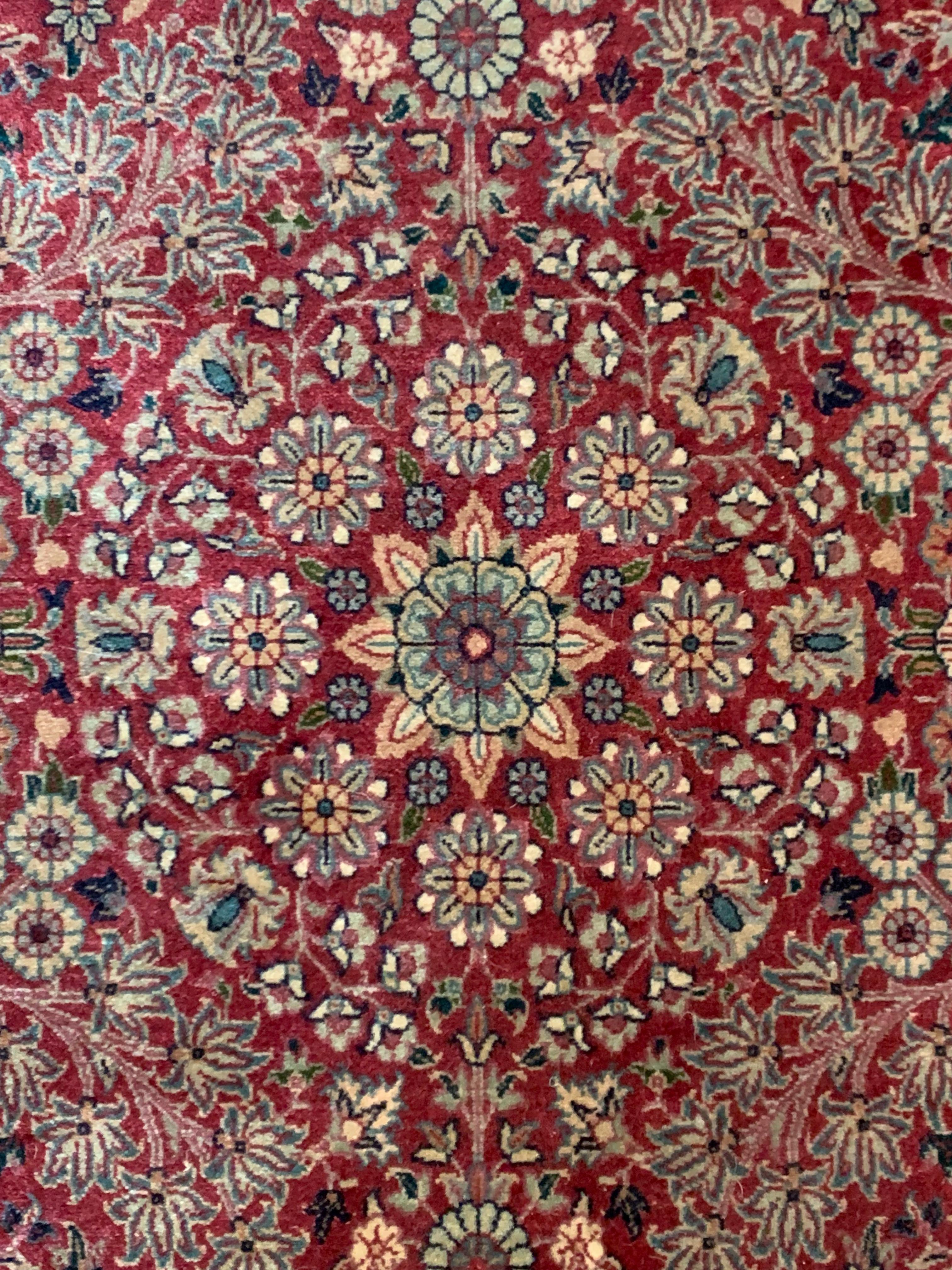 Wool Signed Vintage Persian Kashan Rug, Very Fine, circa 1980s For Sale