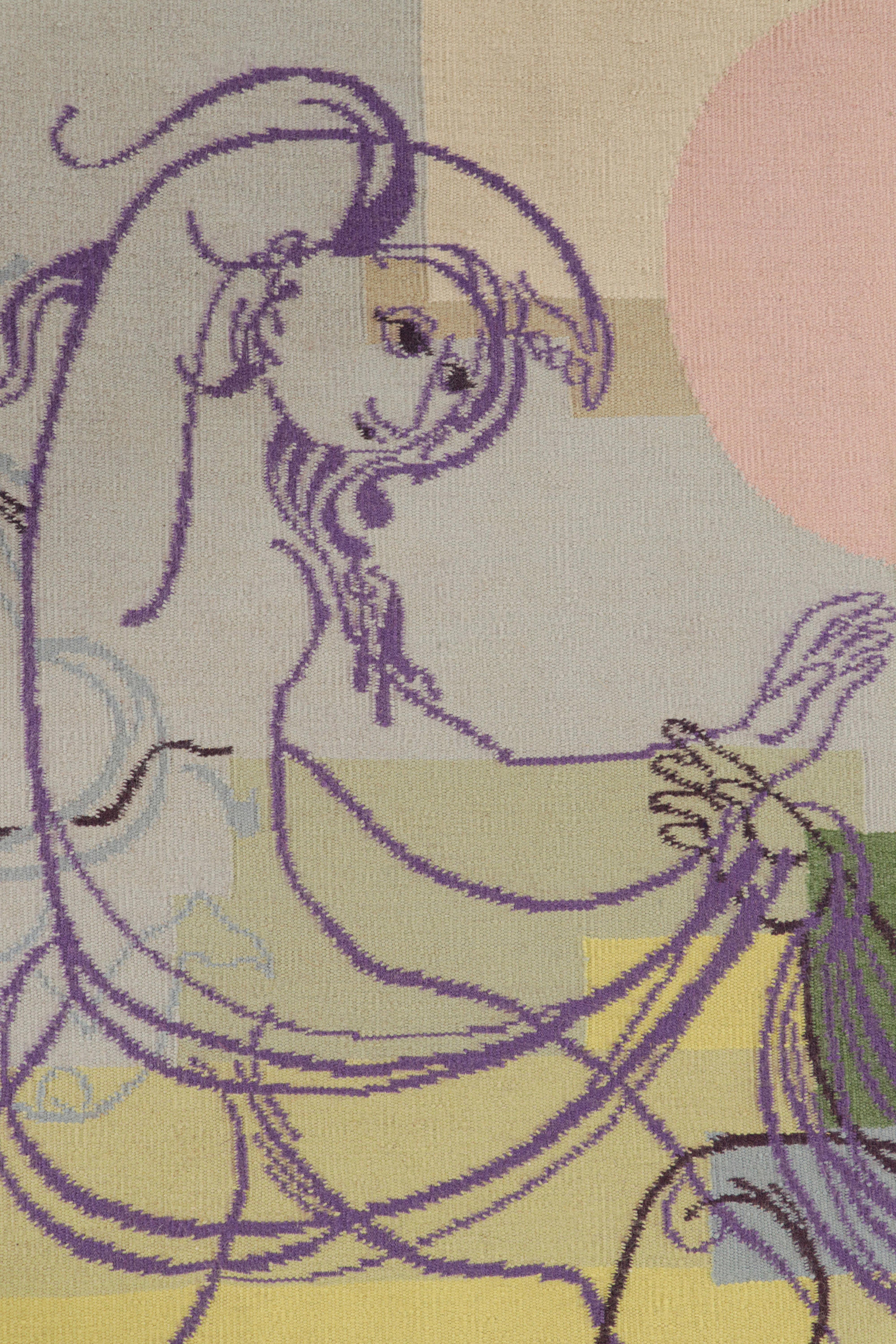 Signierter portugiesischer Wandteppich im Vintage-Stil mit romantischem Bildnis, von Rug & Kilim (Portugiesisch) im Angebot
